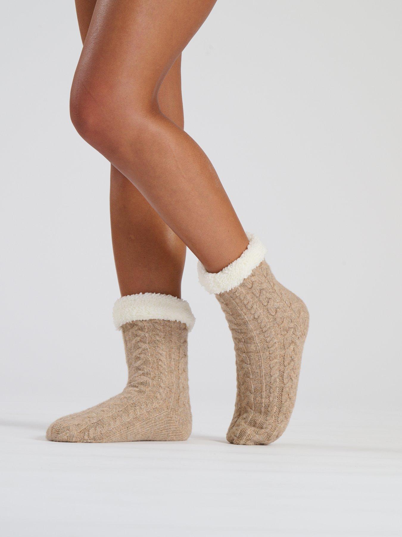 Image 2 of 2 of Loungeable Chenille Slipper Sock - Oat