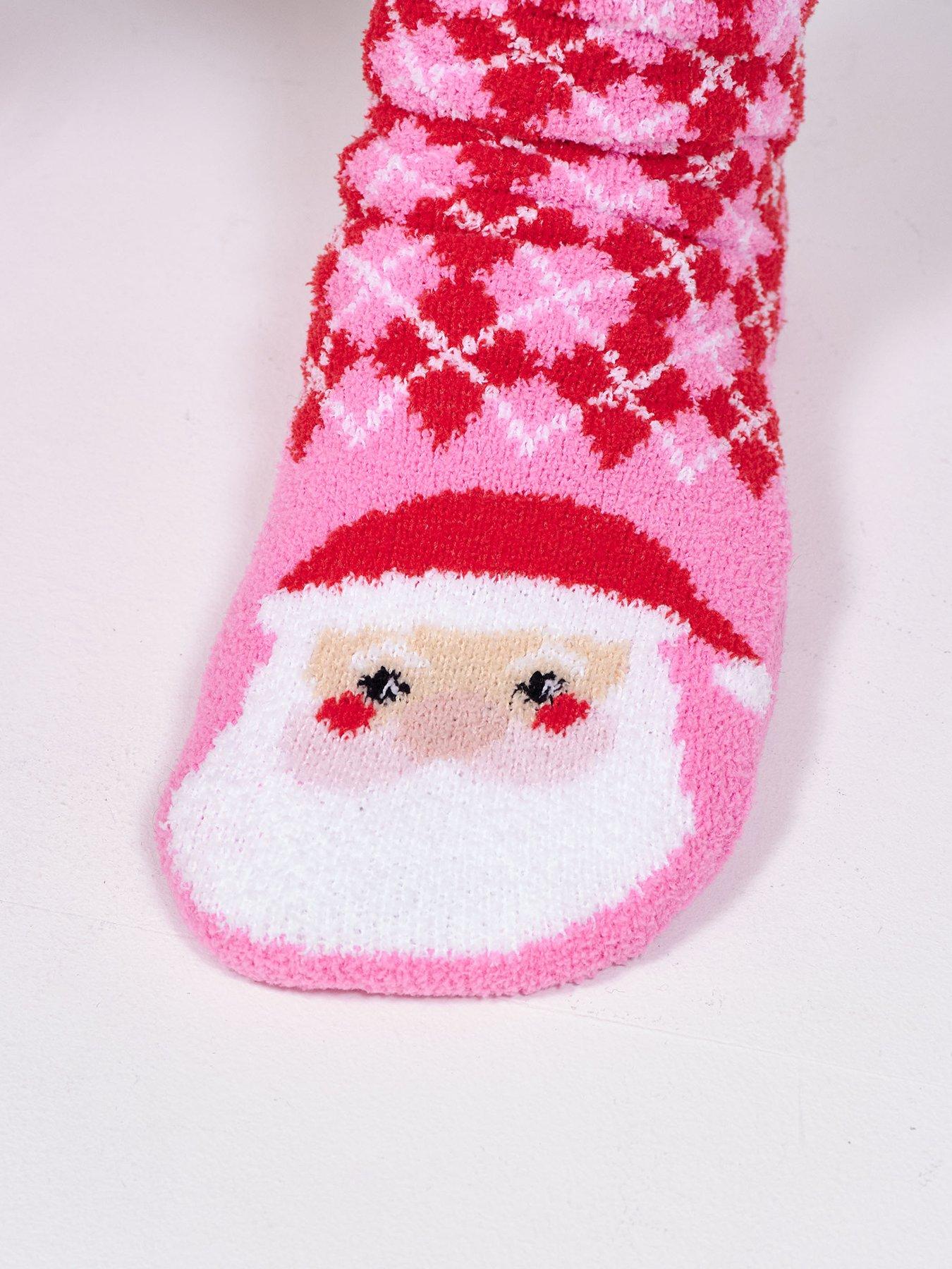 Image 4 of 5 of Loungeable Womens Argyle Christmas Slipper Socks - Pink