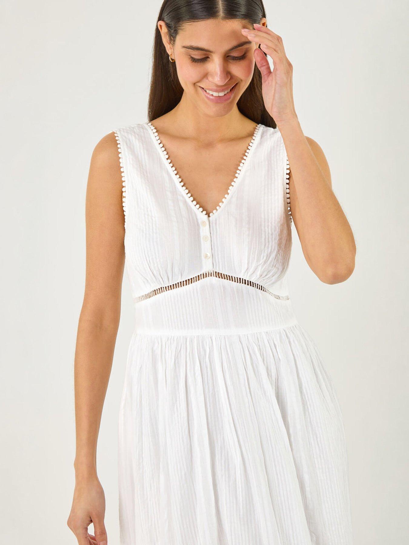 Image 3 of 5 of Roman Seersucker V-Neck Midi Dress