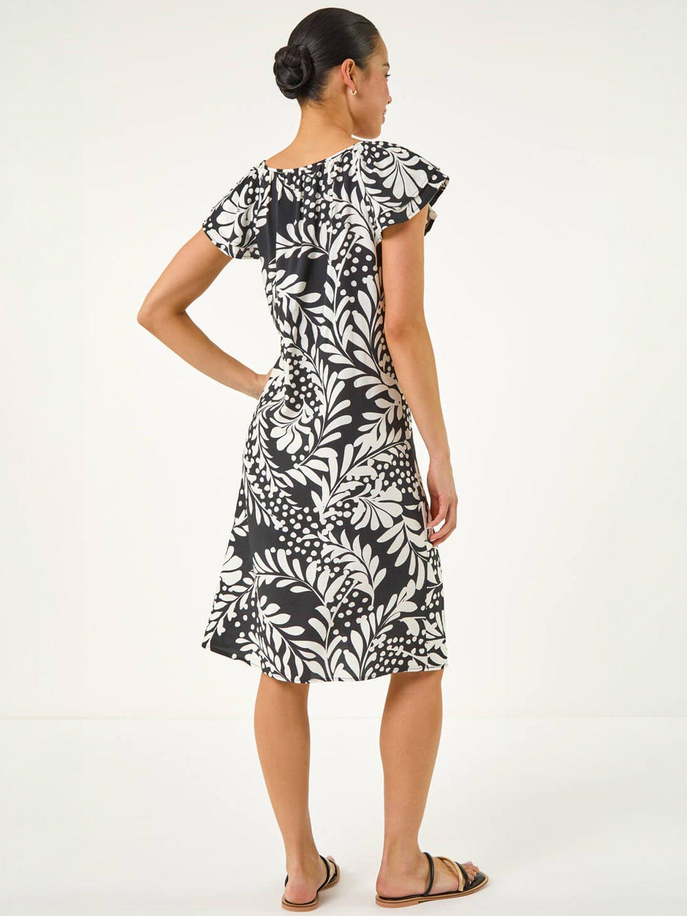 Image 4 of 5 of Roman Petite Printed Frill Shift Dress
