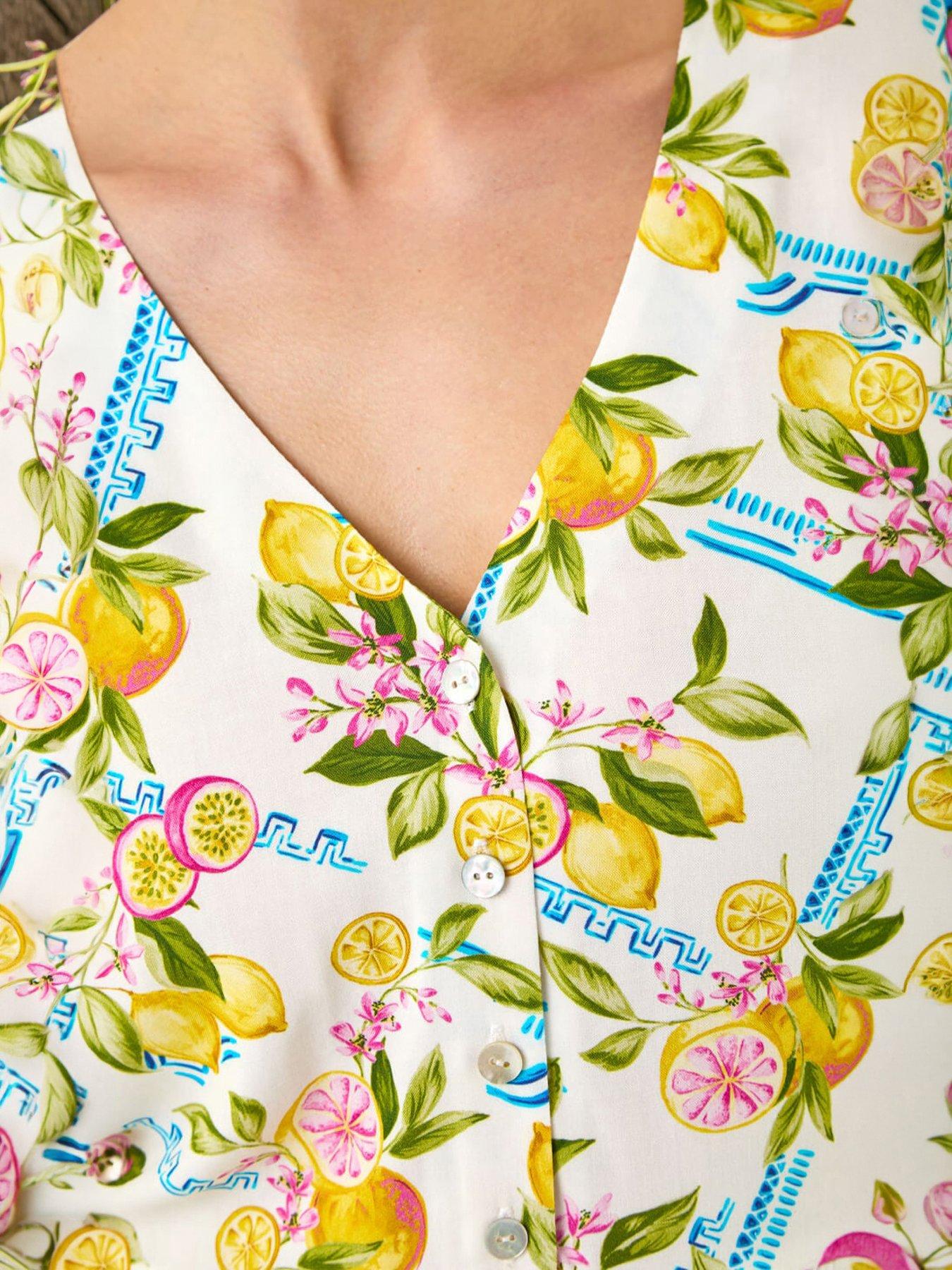 Image 2 of 5 of Roman Petite Lemon Print Pocket Dress