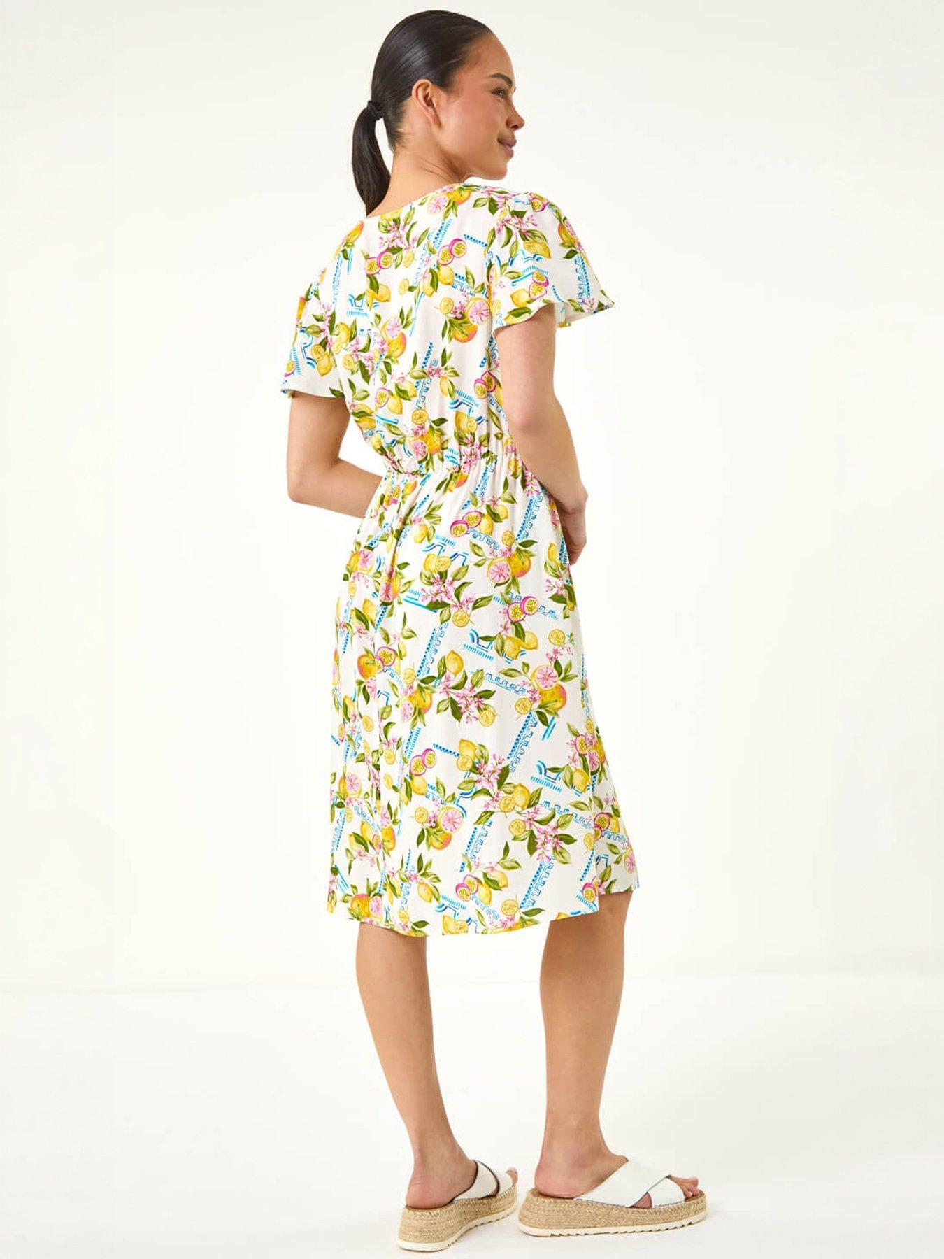 Image 4 of 5 of Roman Petite Lemon Print Pocket Dress