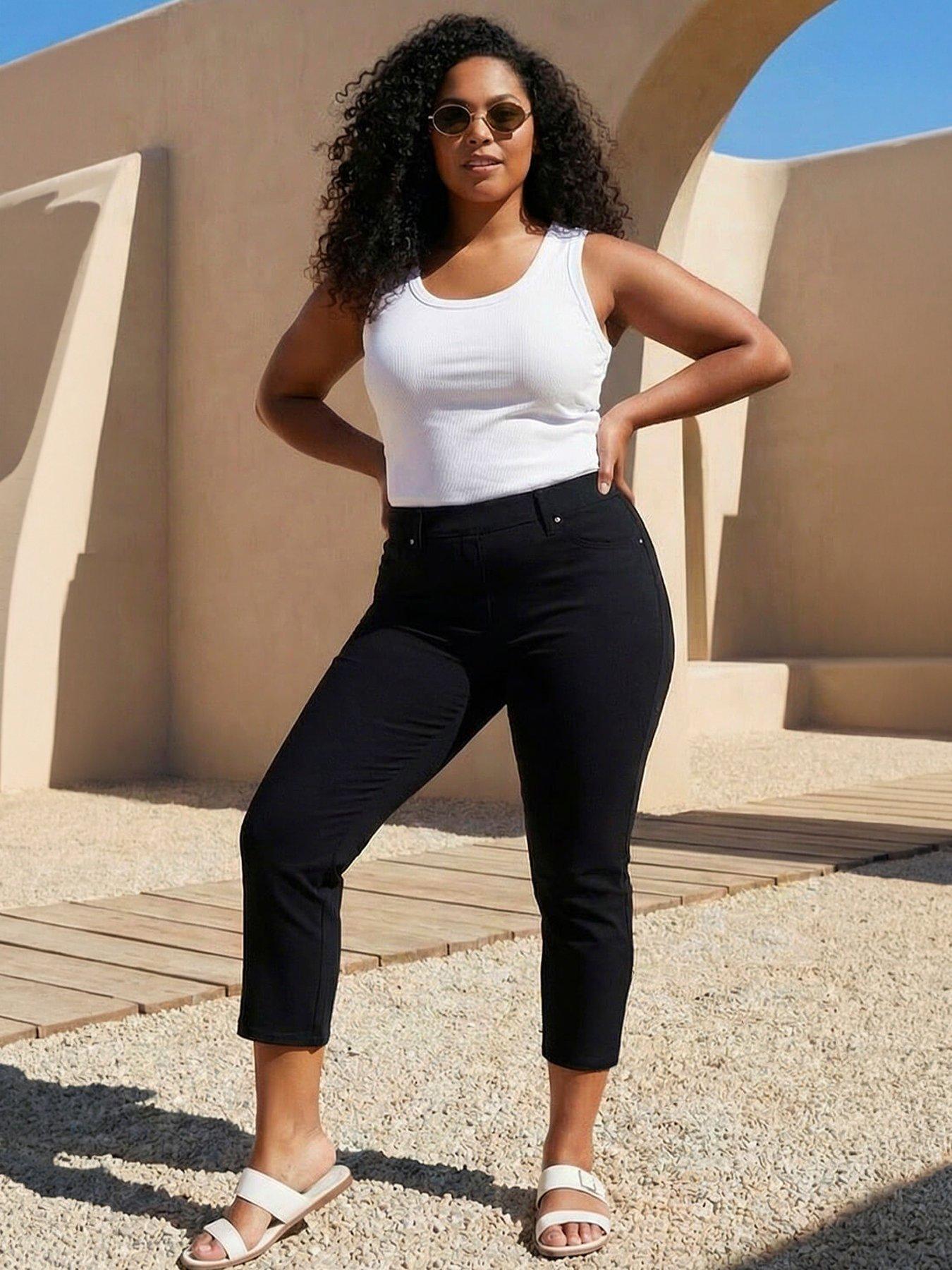 Image 1 of 4 of Roman Curve Cropped Stretch Denim Jeggings