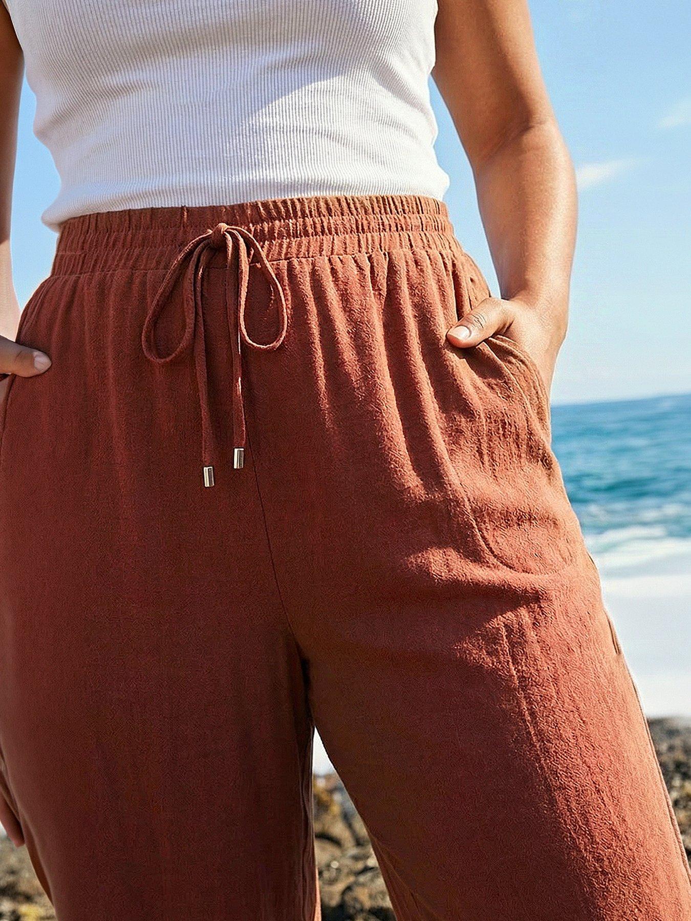 Image 2 of 4 of Roman Curve Linen Mix Cropped Trousers