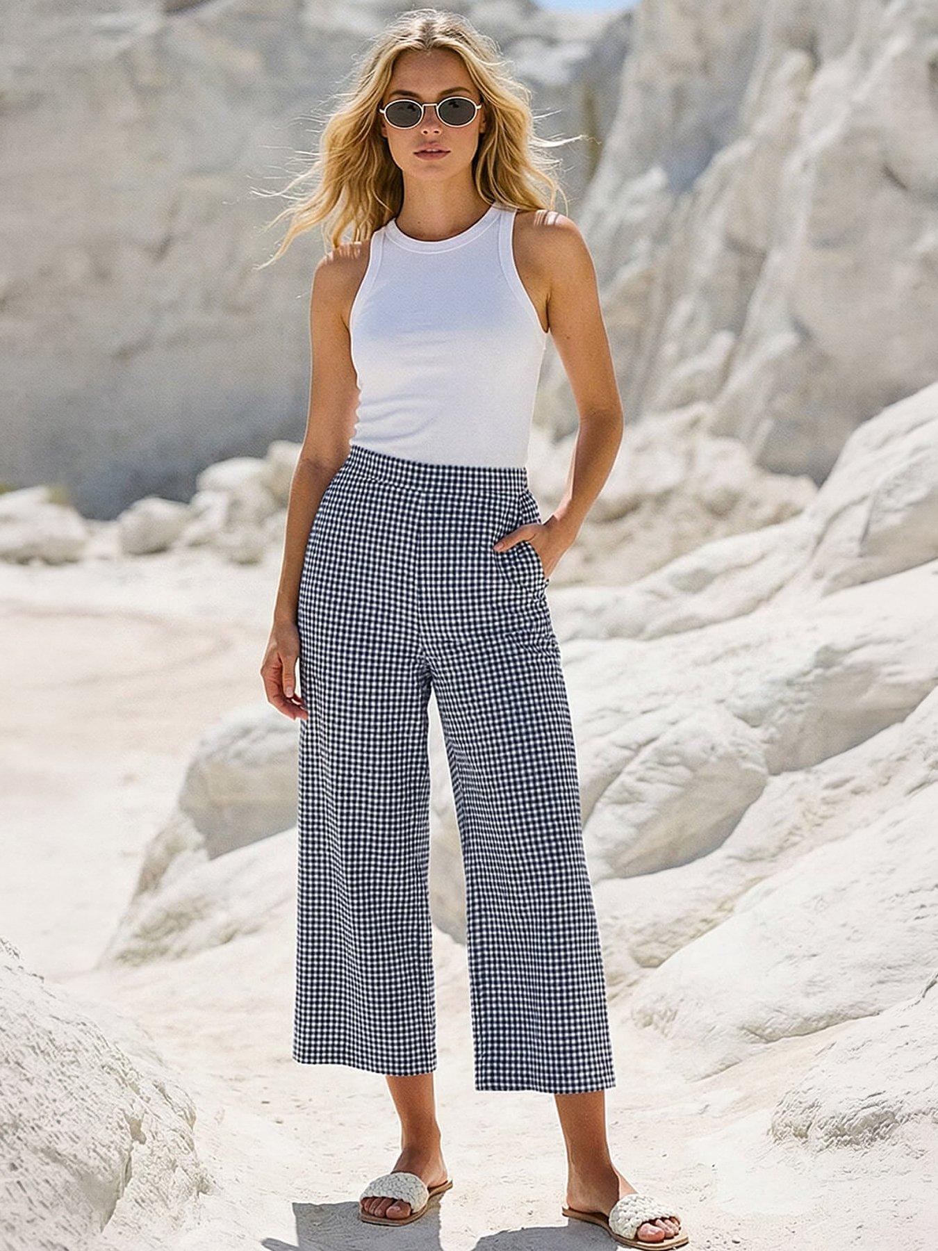 Image 1 of 4 of Roman Dusk Gingham Print Culottes