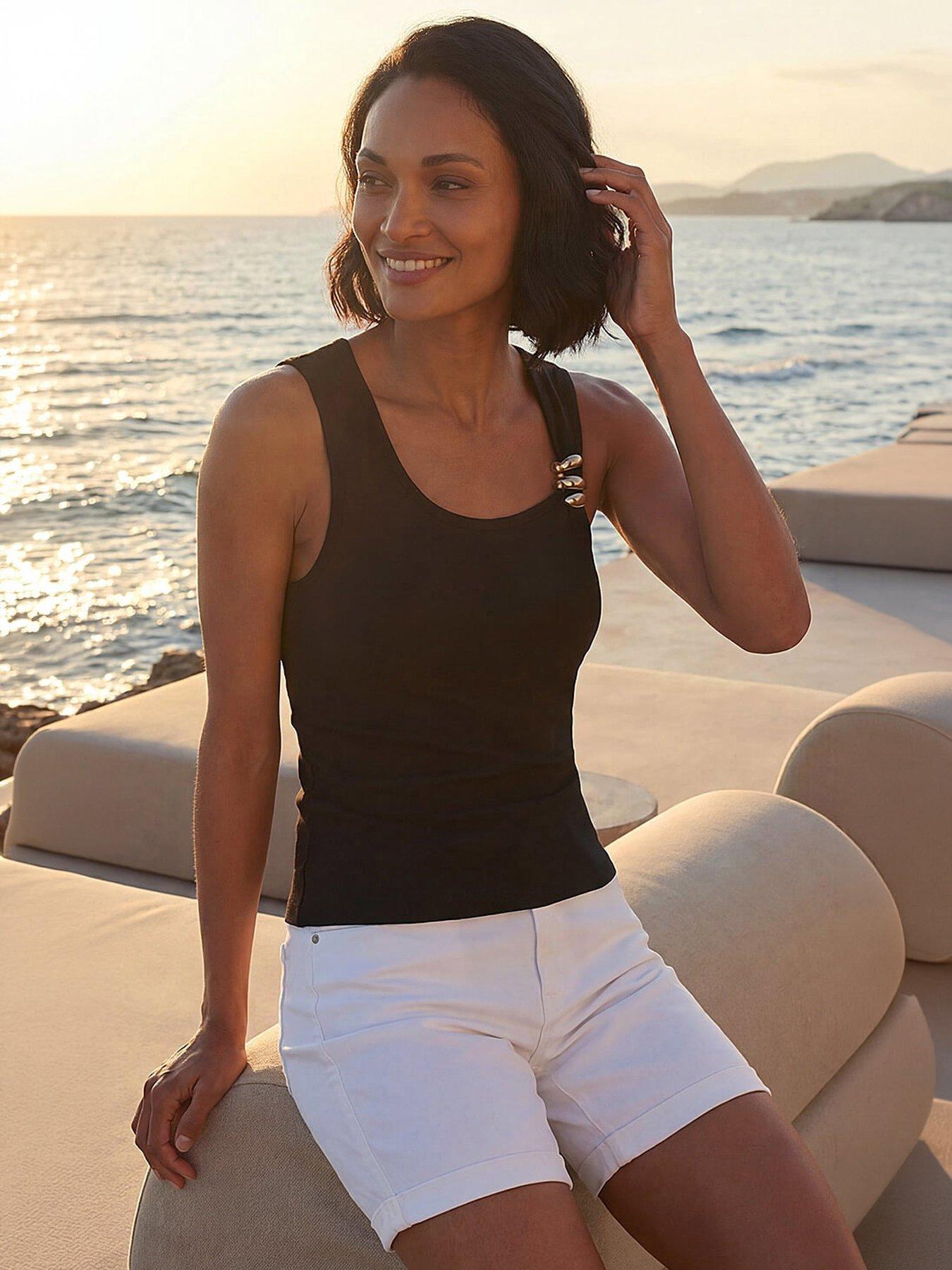 Image 1 of 4 of Roman Dusk Metallic Trim Stretch Vest - Black