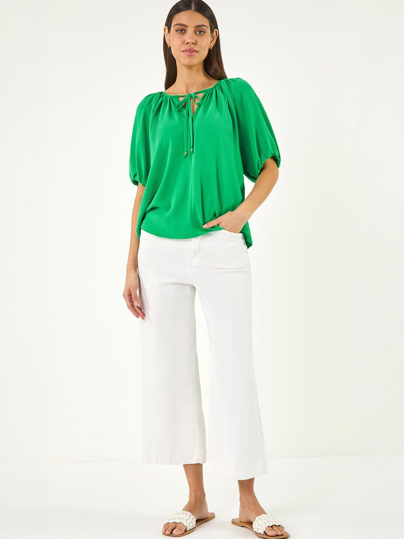 Roman Tie Front Raglan Sleeve Top