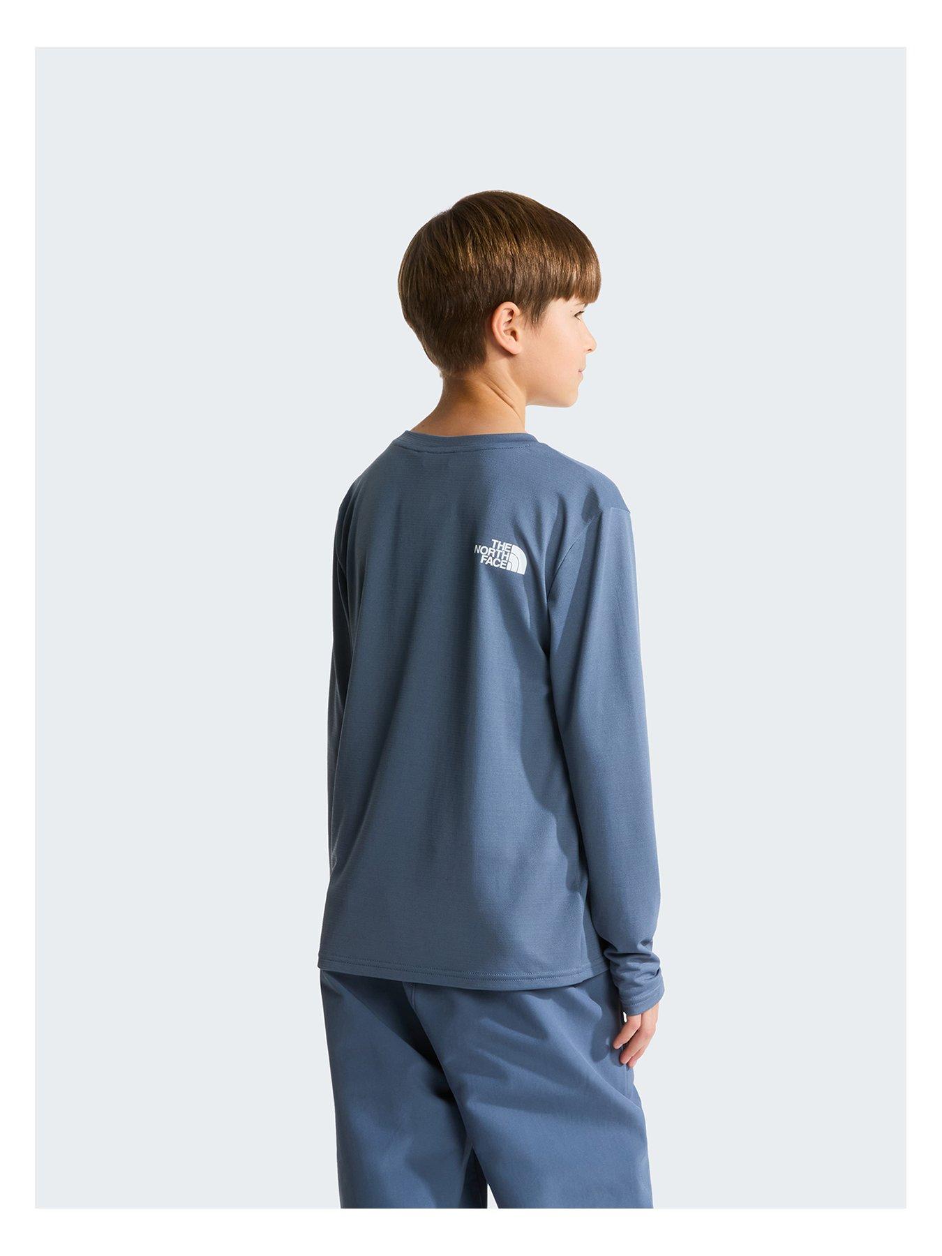 Image 2 of 4 of The North Face Boys Long Sleeve Lightweight Crew Neck T-Shirt - Blue