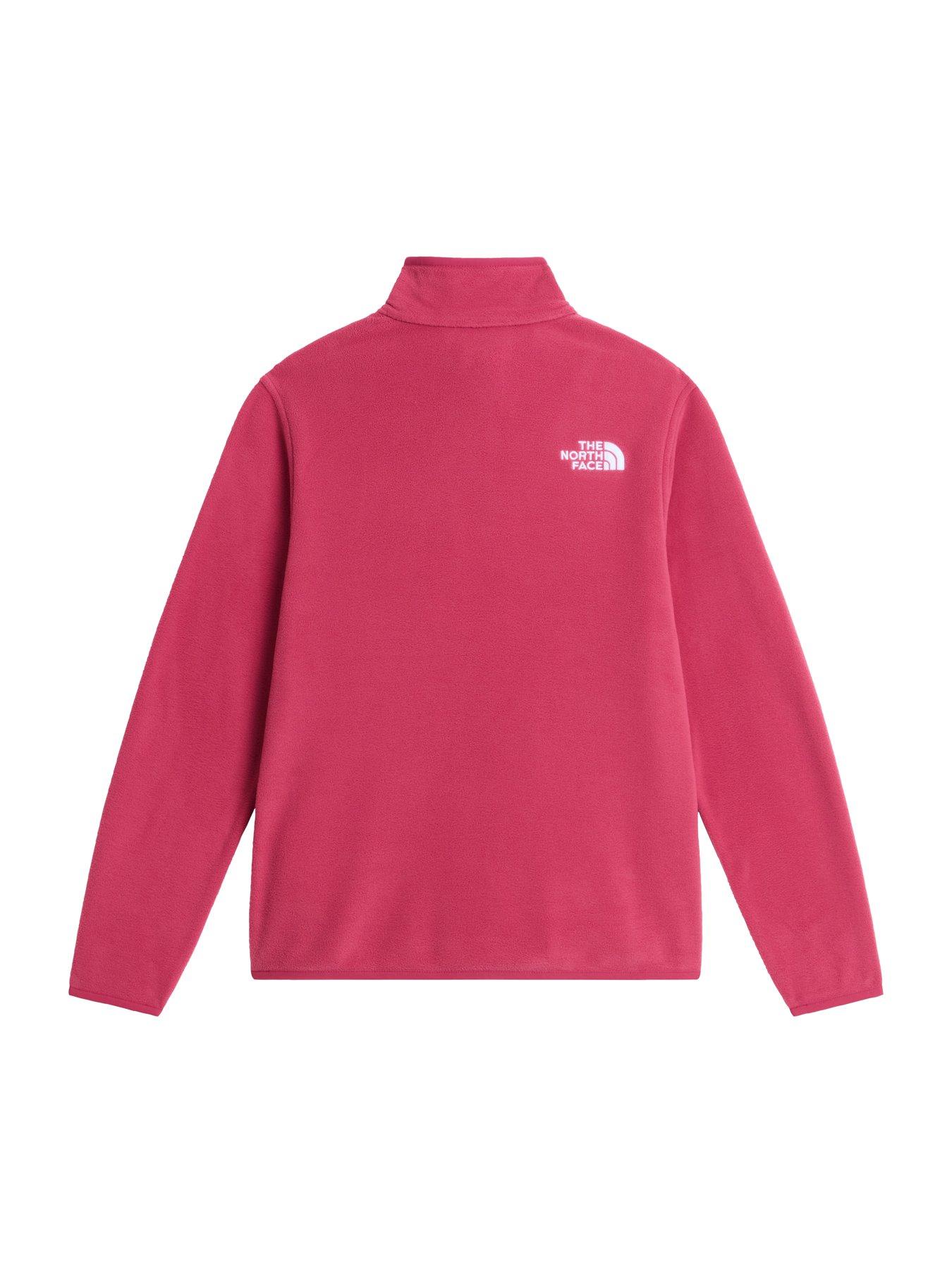 Image 4 of 4 of The North Face Girls Glacier Quarter Zip Soft Fleece Mid Layer - Pink