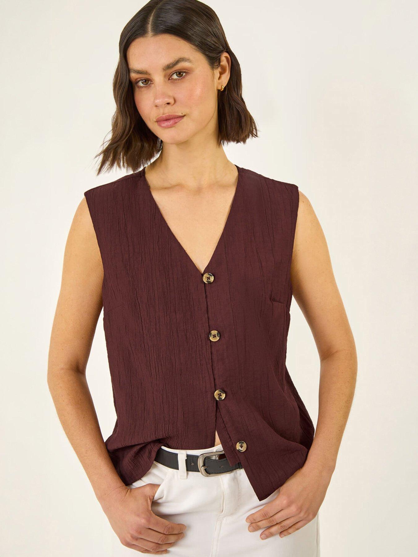 Roman Crinkle Button Front Blouse