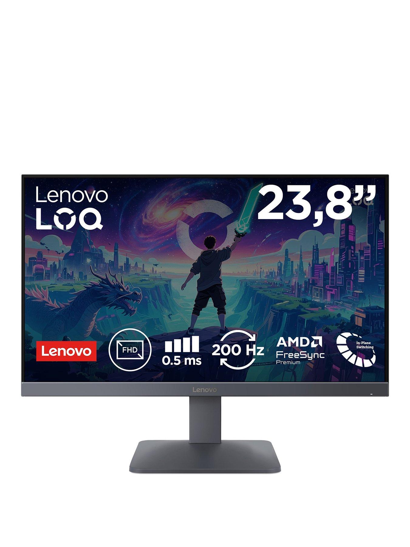 Image 1 of 7 of Lenovo LOQ 24-10 23.8" FHD IPS Gaming Monitor 200Hz, HDR10, AMD FreeSync Premium, PC & Console Compatible