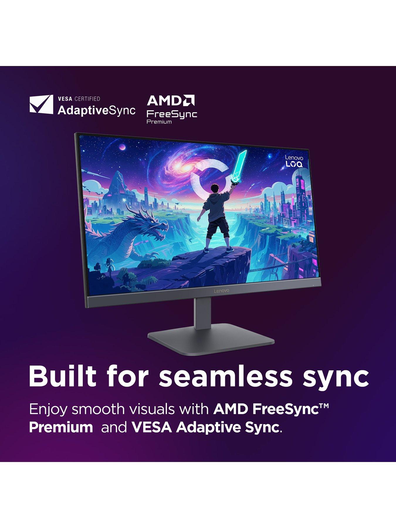 Image 4 of 7 of Lenovo LOQ 24-10 23.8" FHD IPS Gaming Monitor 200Hz, HDR10, AMD FreeSync Premium, PC & Console Compatible