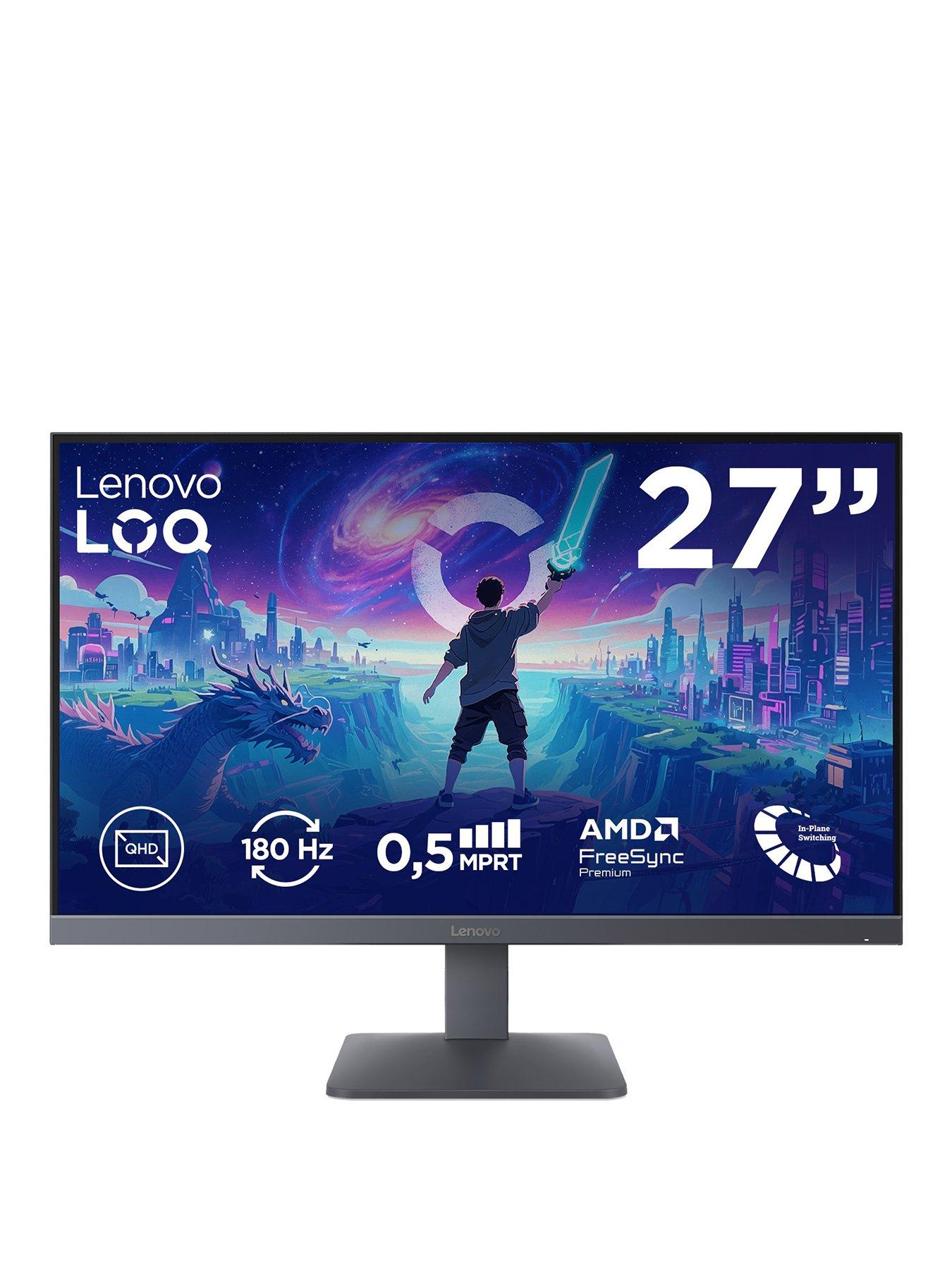 Lenovo LOQ 27Q-10 27" QHD IPS Gaming Monitor 180Hz, HDR10, AMD FreeSync, PC  &  Console Compatible