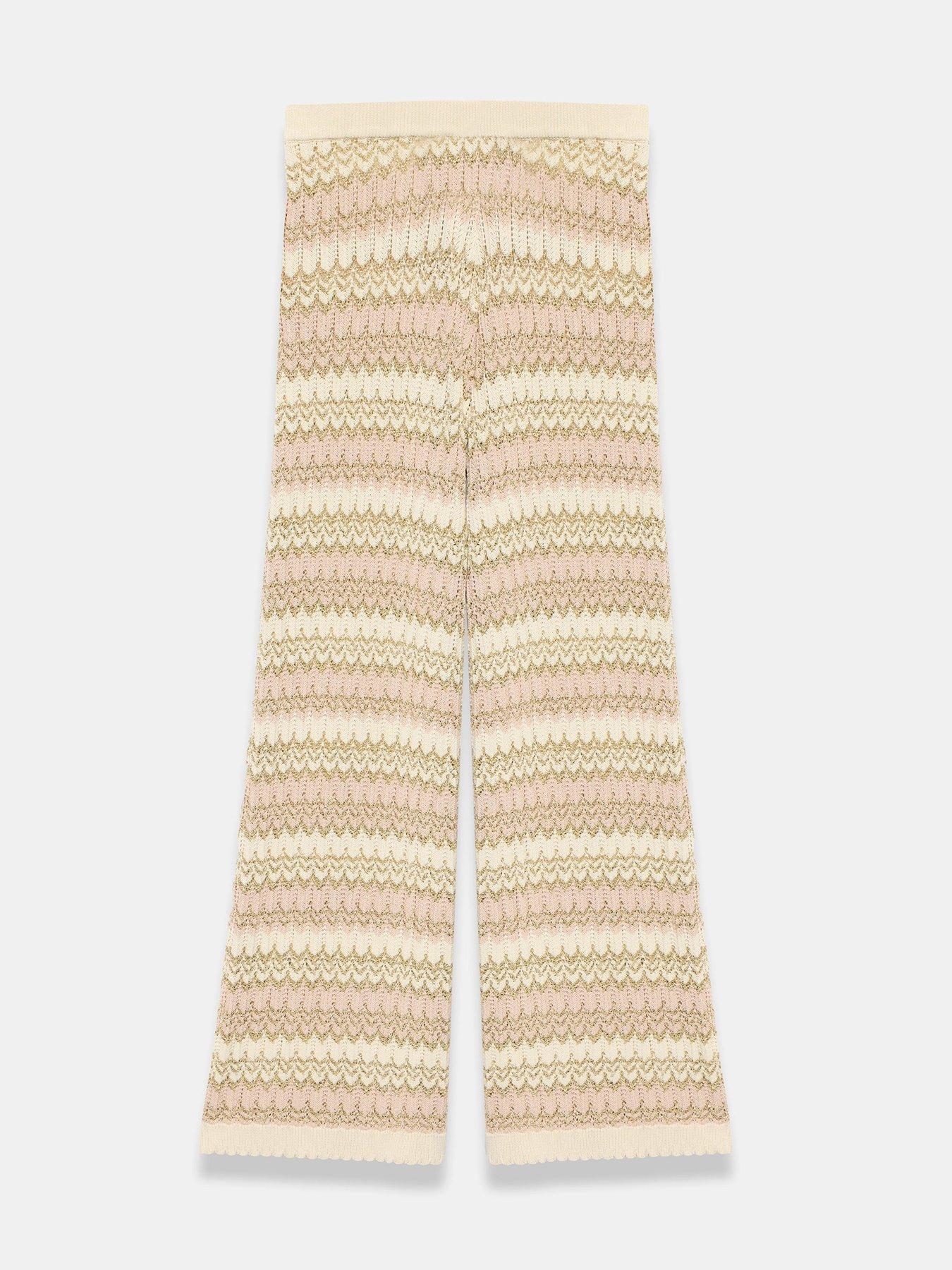  image of mint-velvet-neutral-stripe-knit-trousers