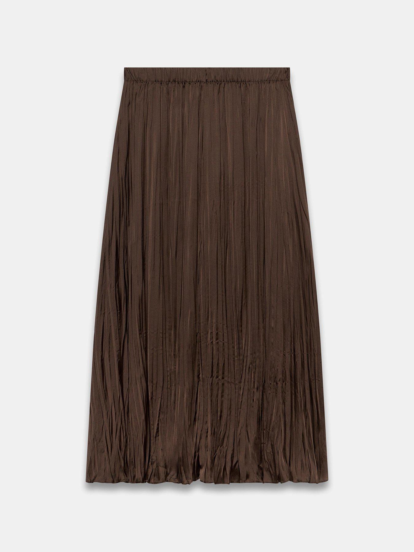 Image 5 of 6 of Mint Velvet Brown Crinkle Maxi Skirt