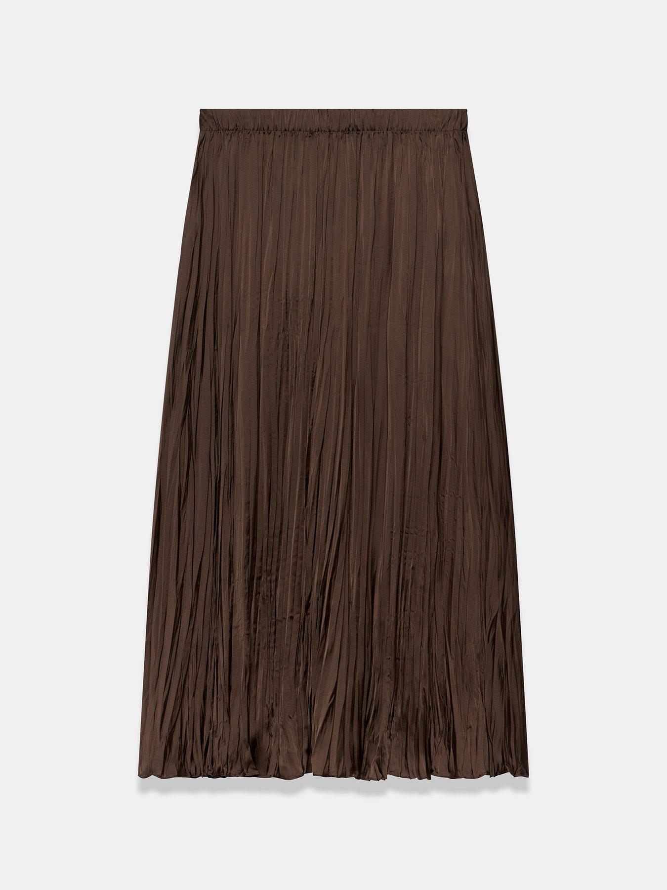 Image 6 of 6 of Mint Velvet Brown Crinkle Maxi Skirt