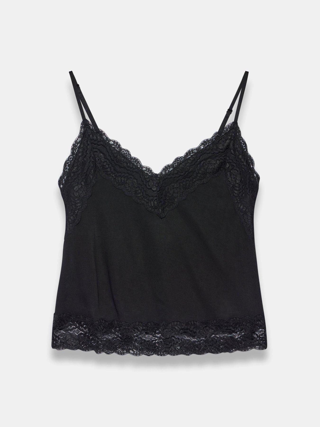 Image 5 of 6 of Mint Velvet Black Lace Detail Cami