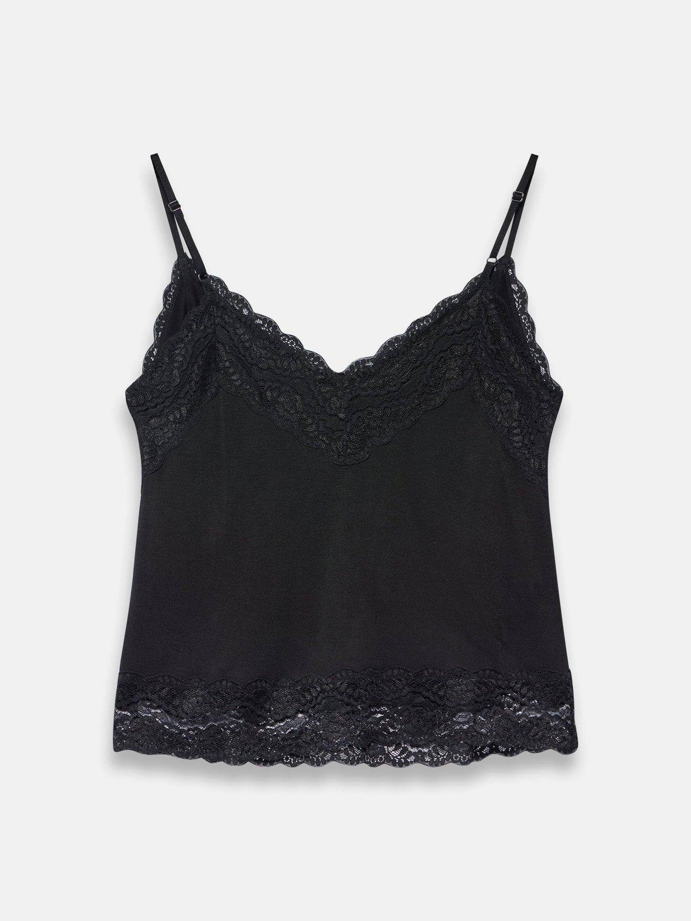 Image 6 of 6 of Mint Velvet Black Lace Detail Cami