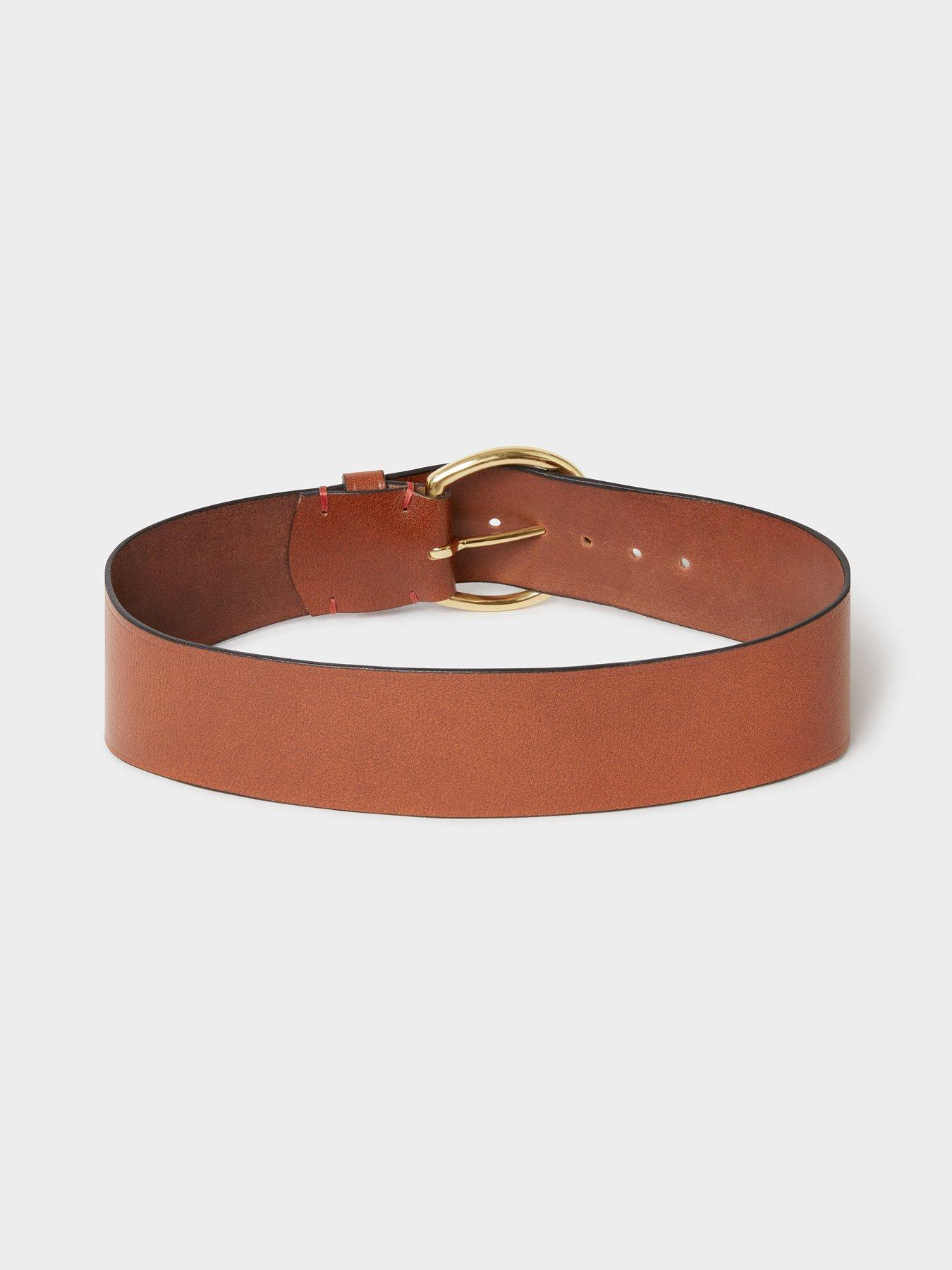 Image 3 of 3 of Osprey London The Hoop Brass Buckle Leather Belt
