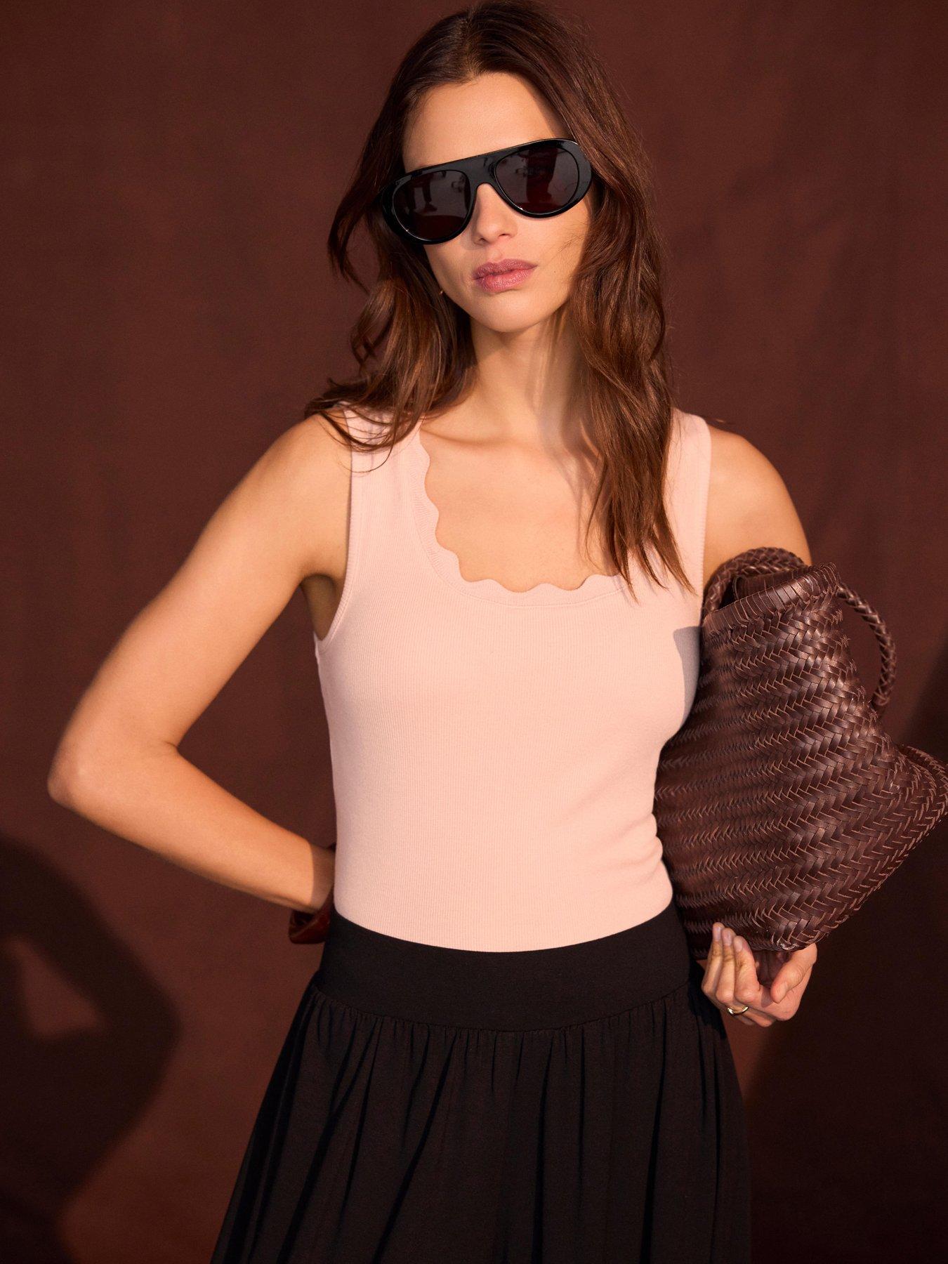  image of mint-velvet-light-pink-scallop-vest