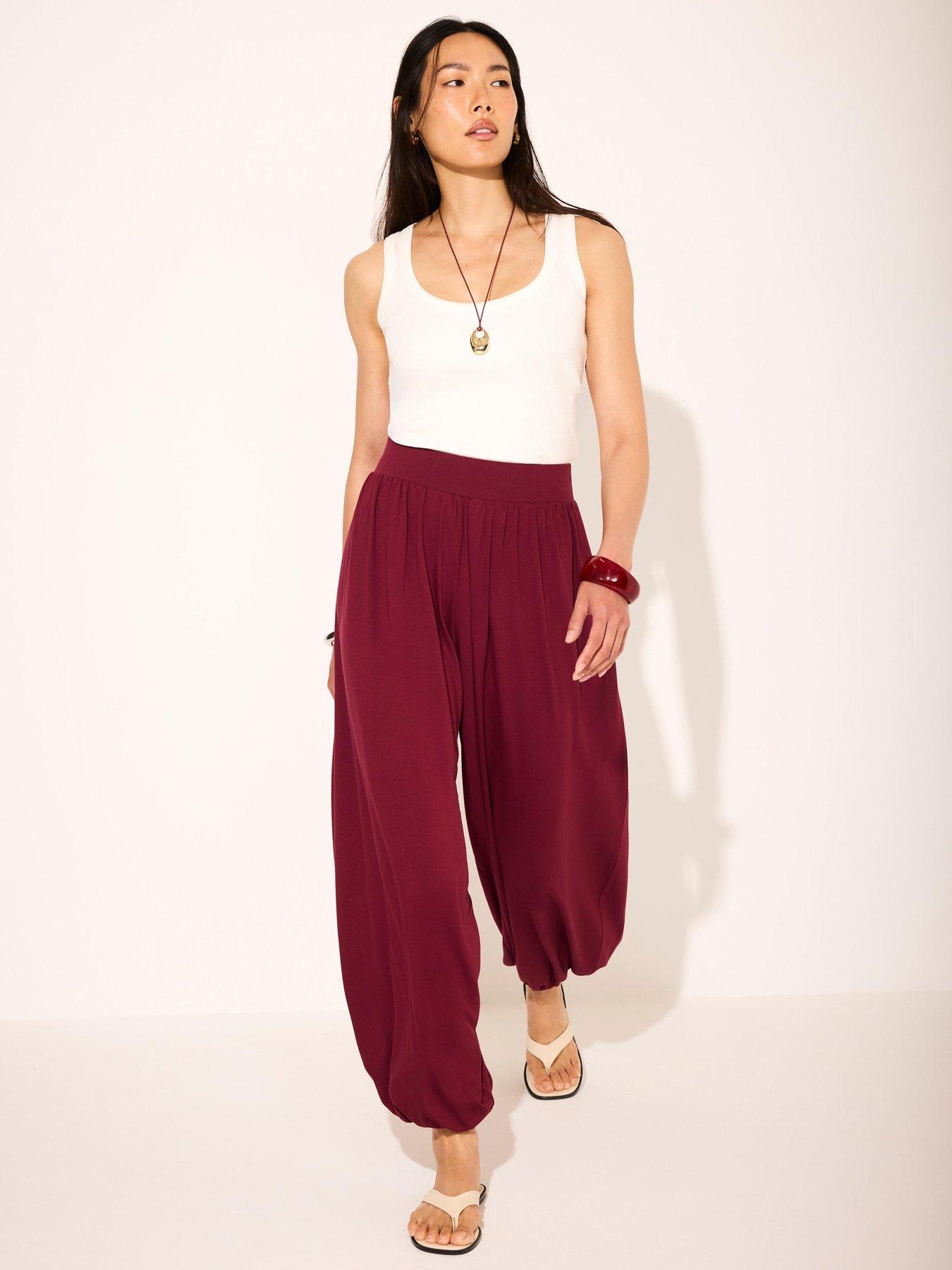 Image 1 of 6 of Mint Velvet Red Jersey Balloon Trouser