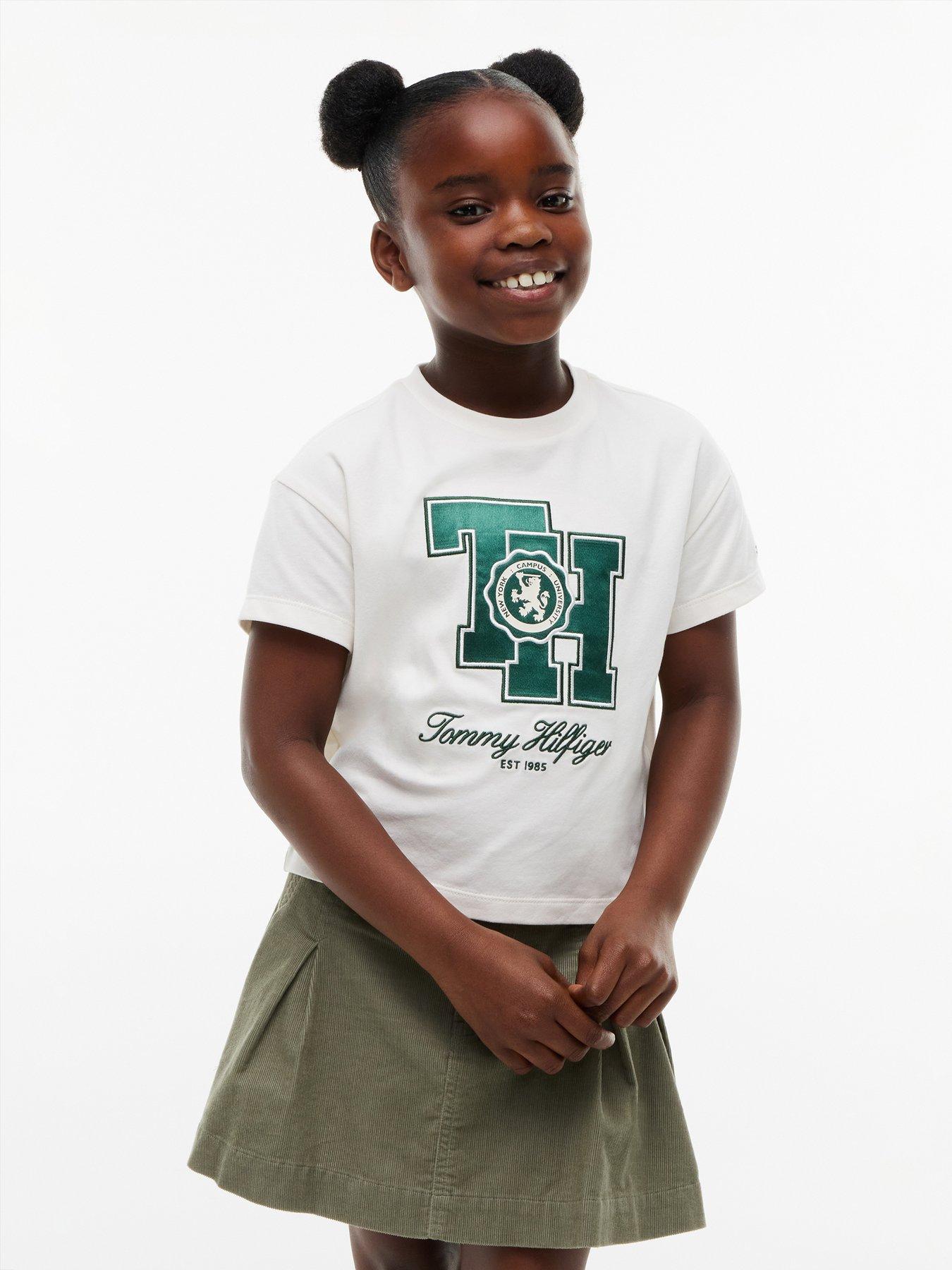 Tommy Hilfiger Girls Th Crest Short Sleeve T-Shirt - Off White