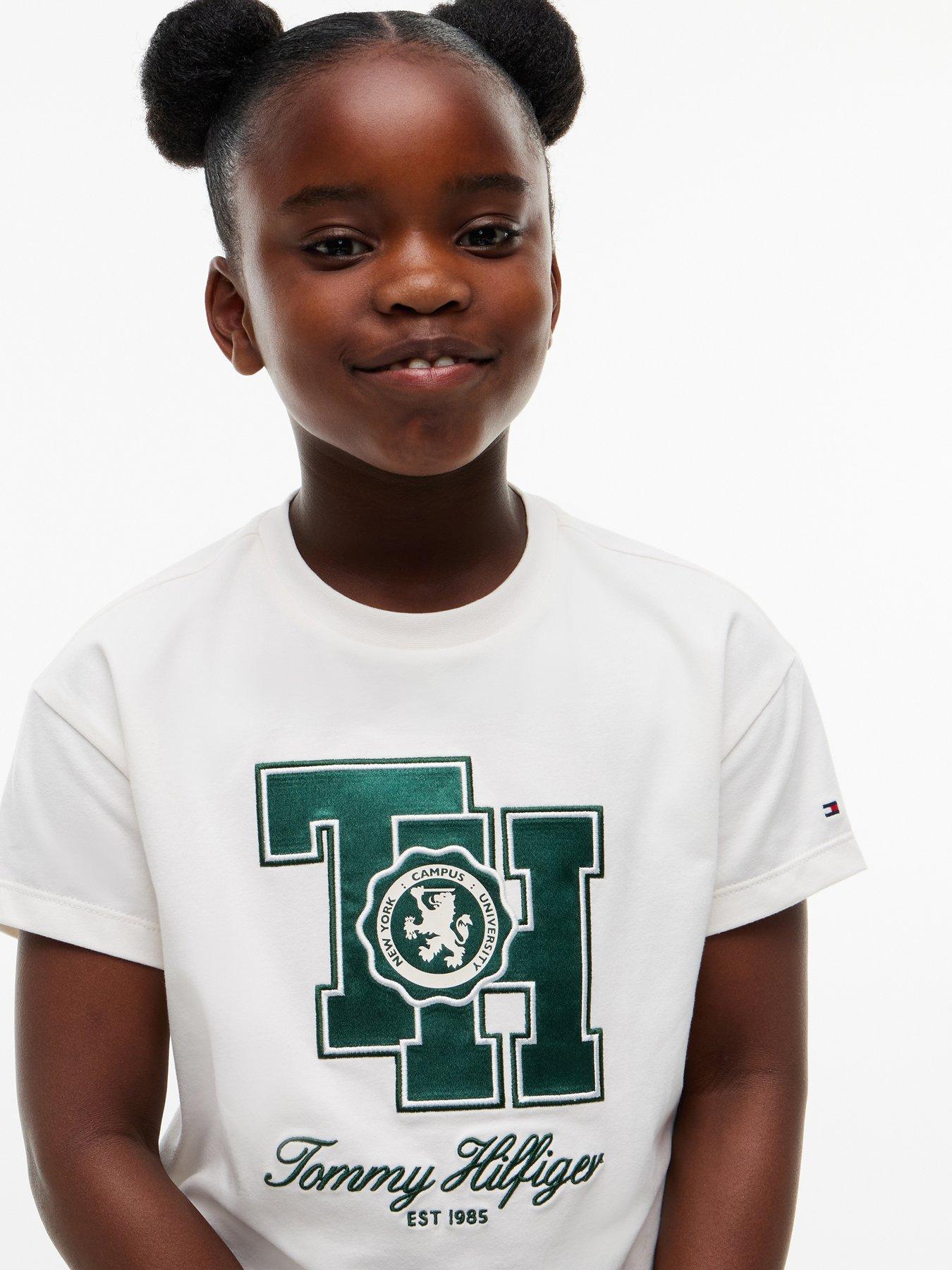 Image 4 of 5 of Tommy Hilfiger Girls Th Crest Short Sleeve T-Shirt - Off White