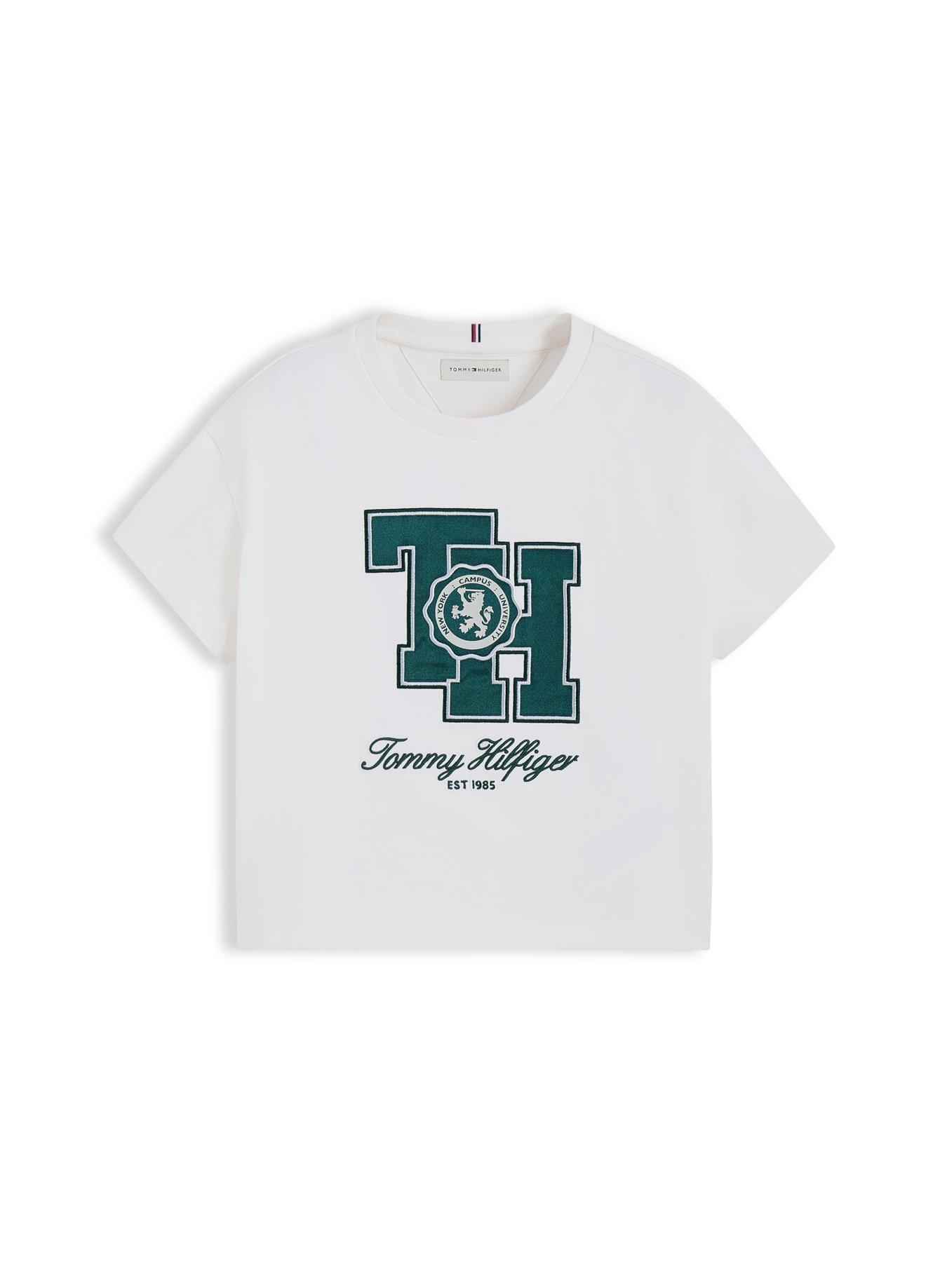 Image 5 of 5 of Tommy Hilfiger Girls Th Crest Short Sleeve T-Shirt - Off White