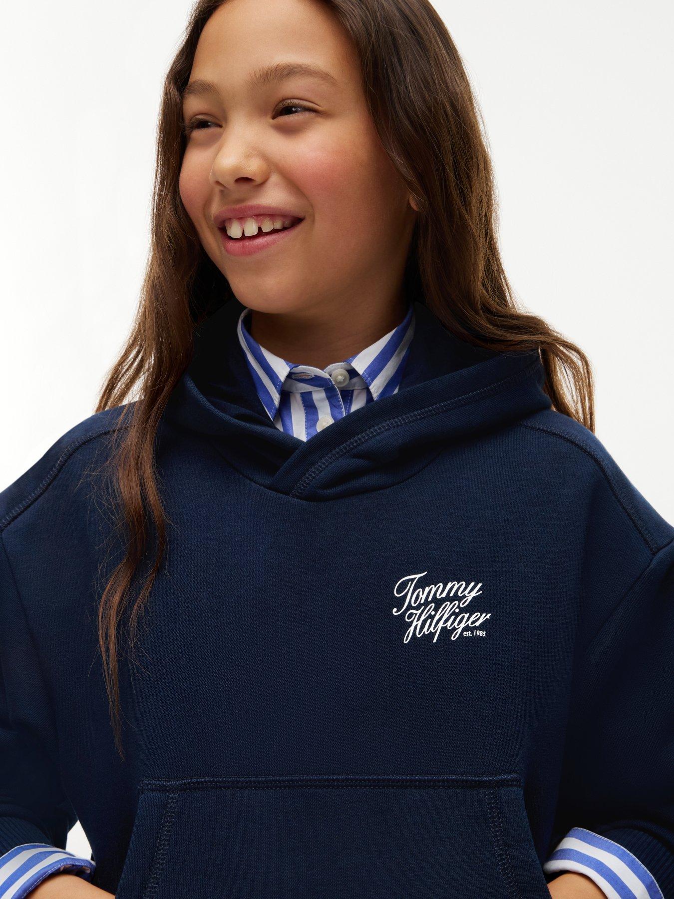 Image 4 of 5 of Tommy Hilfiger Logo Terry Relaxed Hoodie - Dark Blue