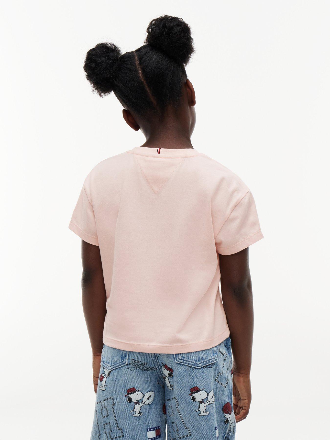 Image 2 of 5 of Tommy Hilfiger Girls Peanuts Flag Short Sleeve T-Shirt - Pink