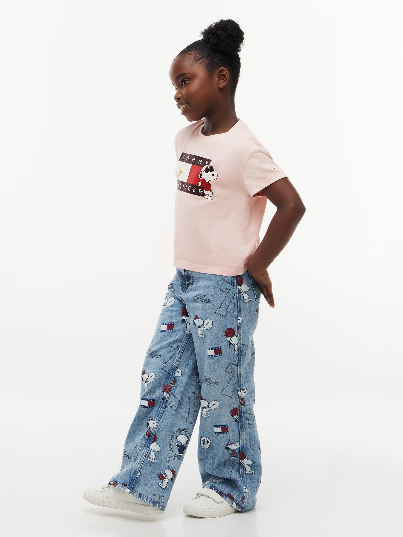 Image 3 of 5 of Tommy Hilfiger Girls Peanuts Flag Short Sleeve T-Shirt - Pink