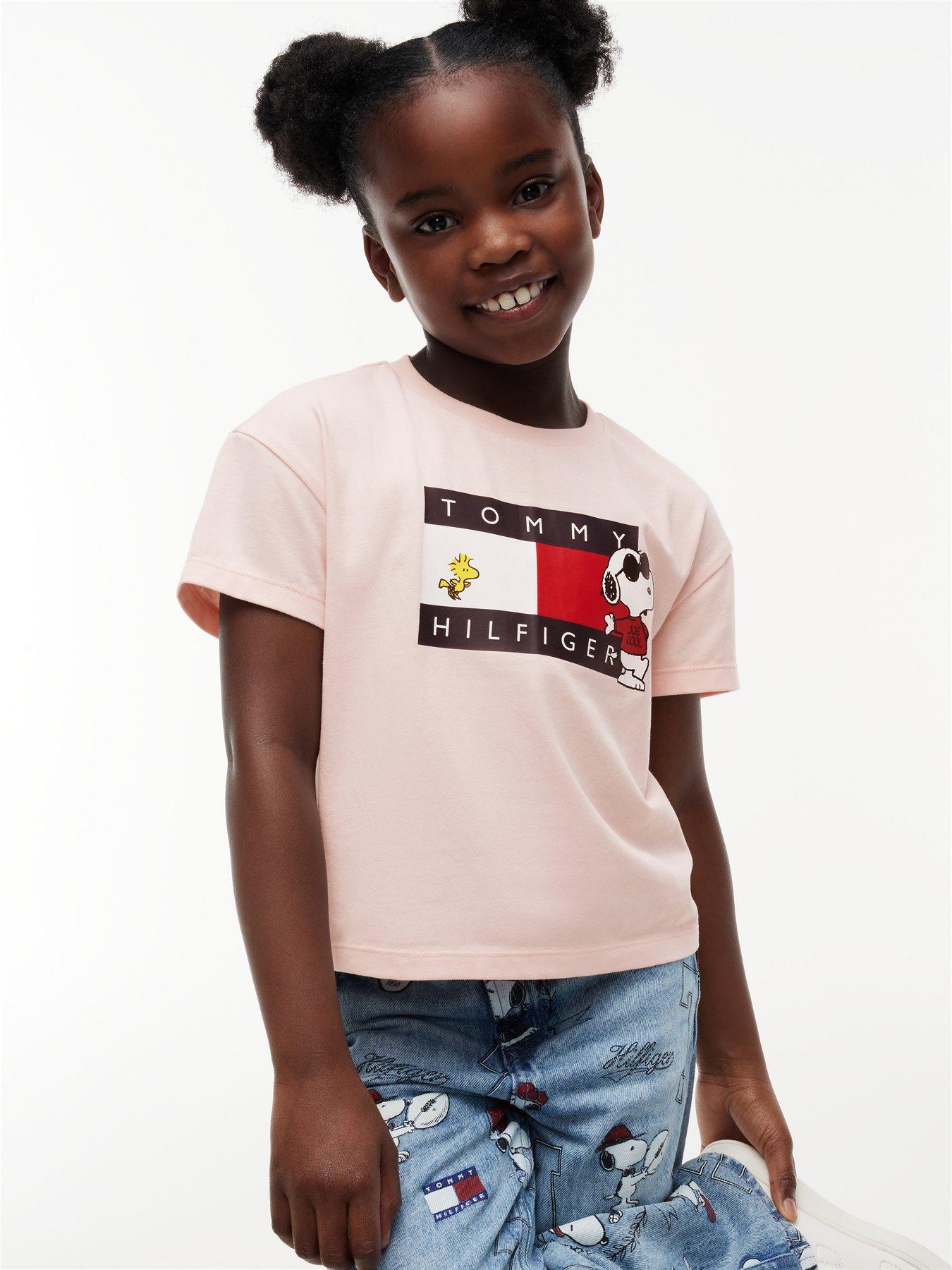 Image 4 of 5 of Tommy Hilfiger Girls Peanuts Flag Short Sleeve T-Shirt - Pink