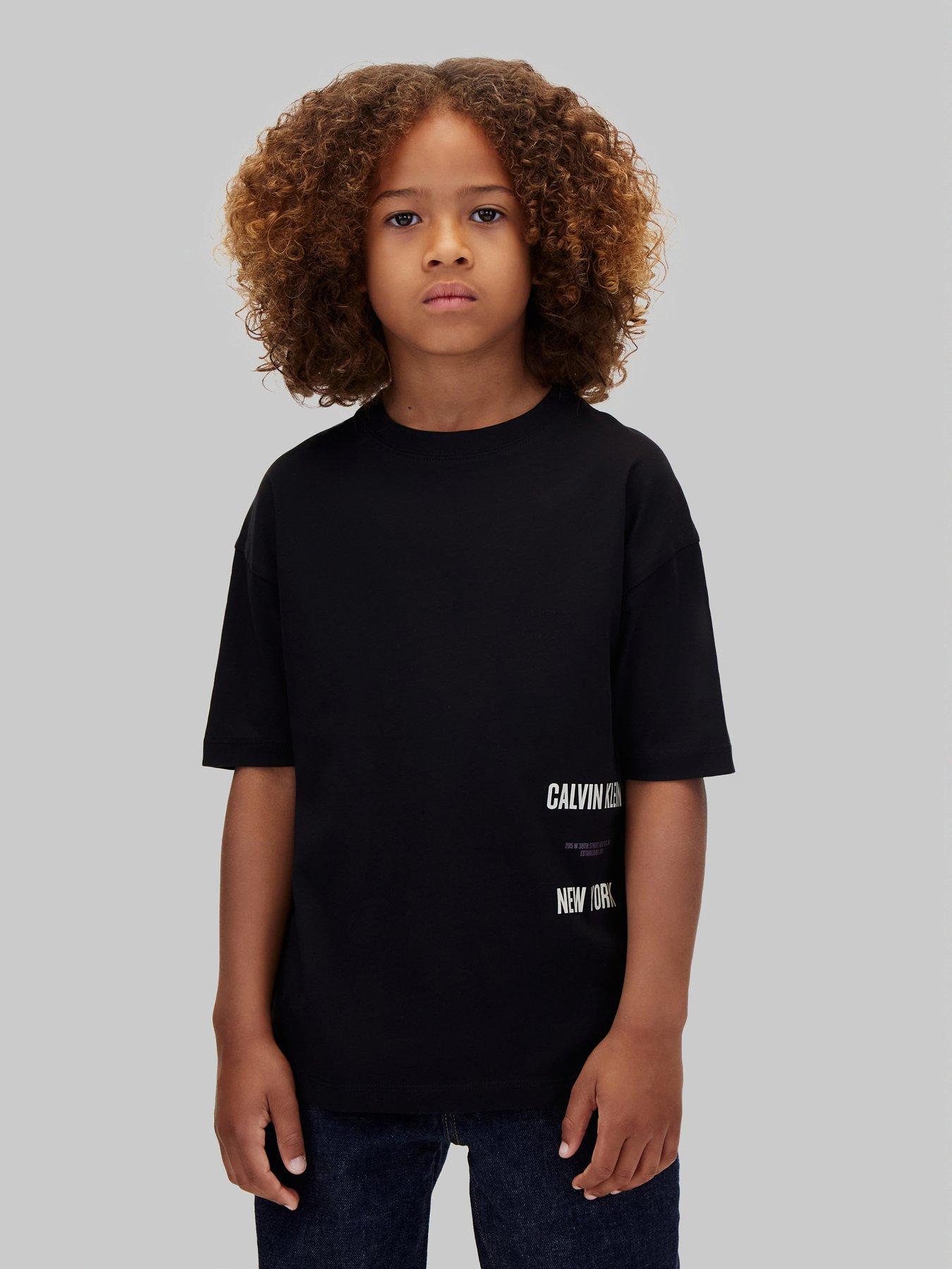 Image 1 of 6 of Calvin Klein Jeans Boys Interest Placement Short Sleeve S T-shirt - Black