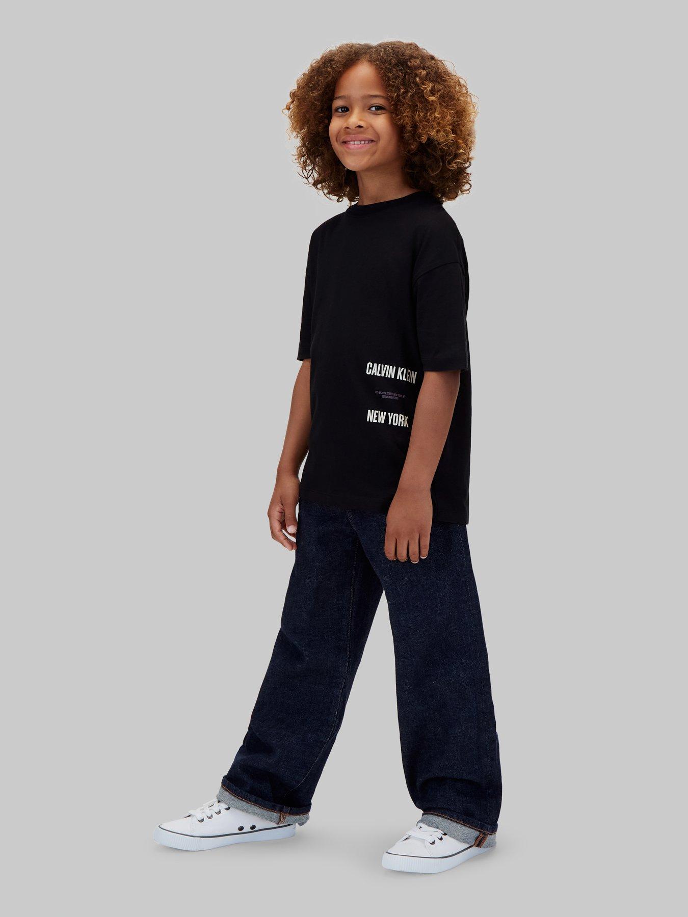 Image 3 of 6 of Calvin Klein Jeans Boys Interest Placement Short Sleeve S T-shirt - Black