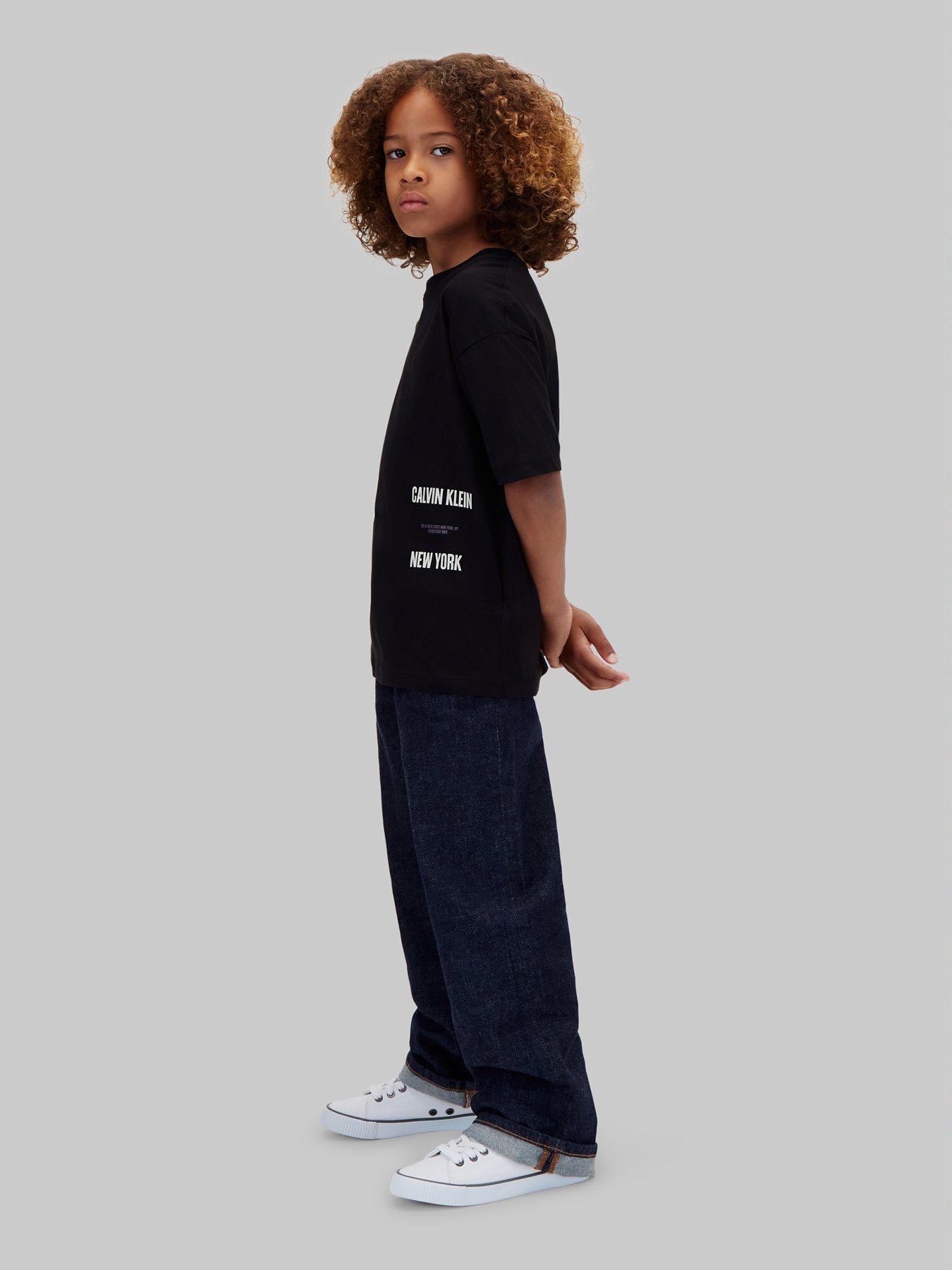 Image 4 of 6 of Calvin Klein Jeans Boys Interest Placement Short Sleeve S T-shirt - Black