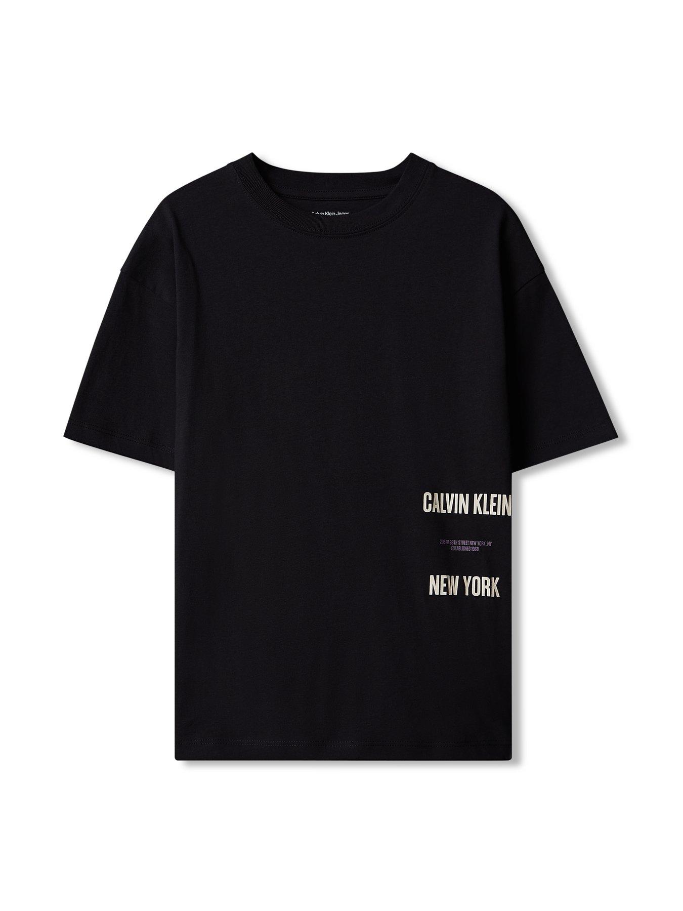 Image 6 of 6 of Calvin Klein Jeans Boys Interest Placement Short Sleeve S T-shirt - Black