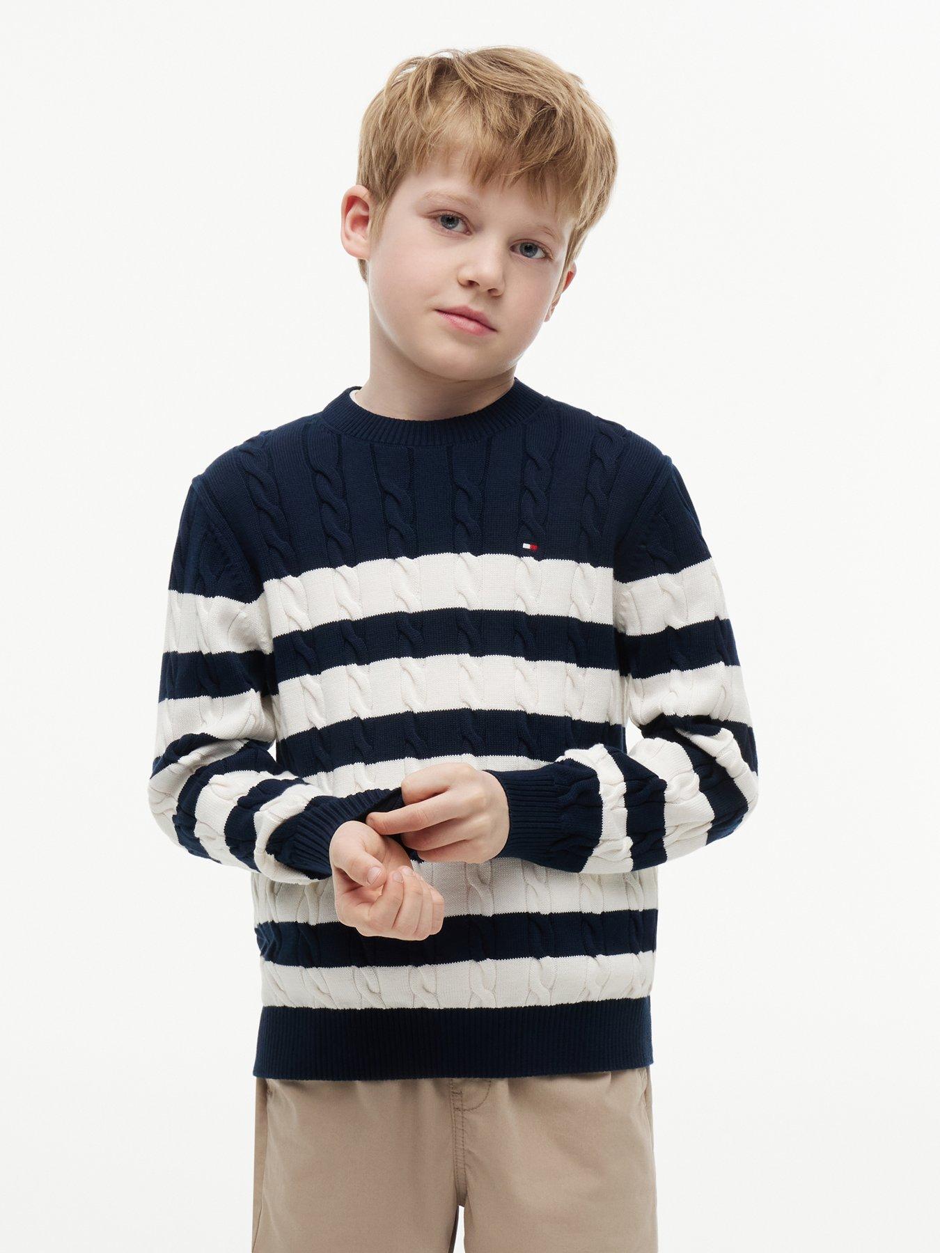 Tommy Hilfiger Boys Cotton Cable Sweater - Blue