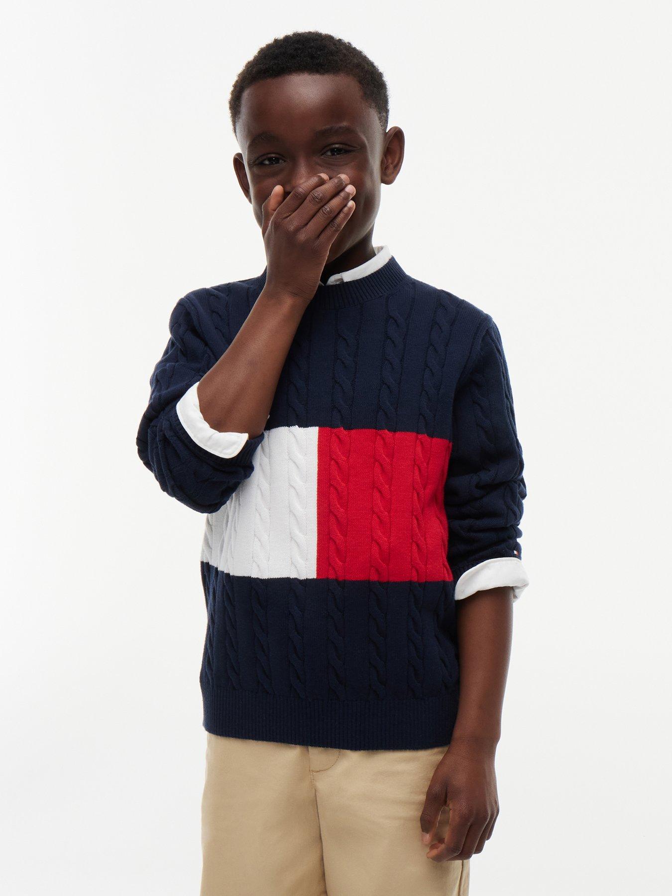 Tommy Hilfiger Boys Cotton Cable Sweater - Blue