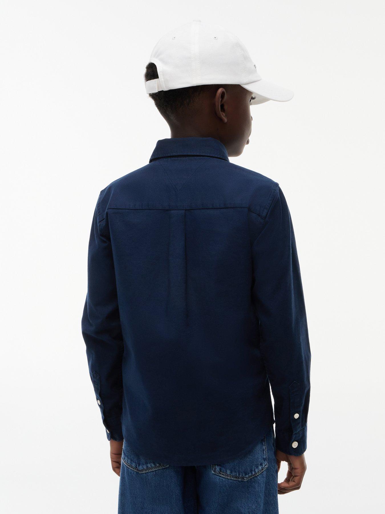 Image 2 of 6 of Tommy Hilfiger Boys Flag Oxford Long Sleeve Shirt - Dark Blue