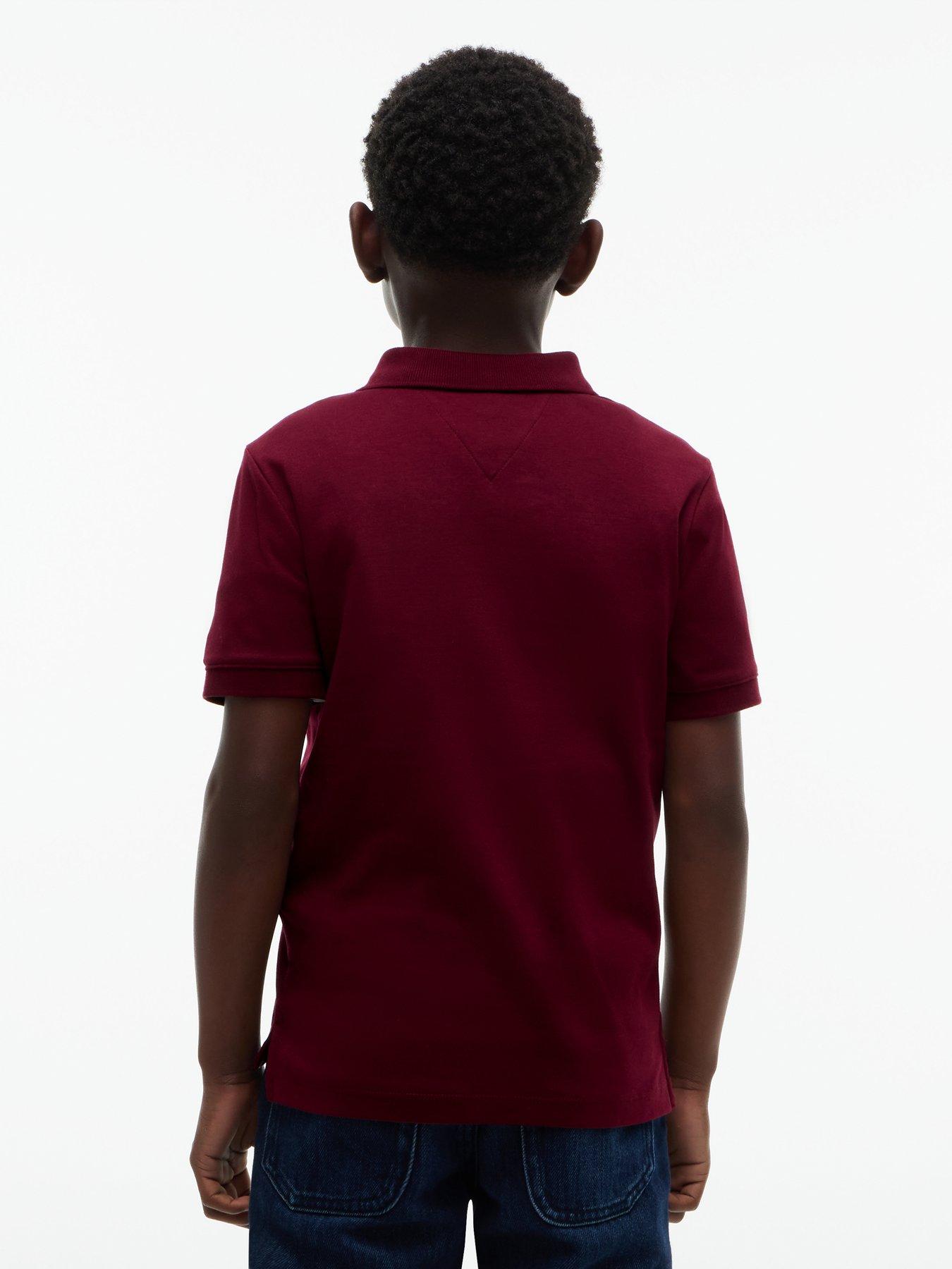 Image 2 of 5 of Tommy Hilfiger Boys Interlock Short Sleeve Polo Shirt - Dark Red