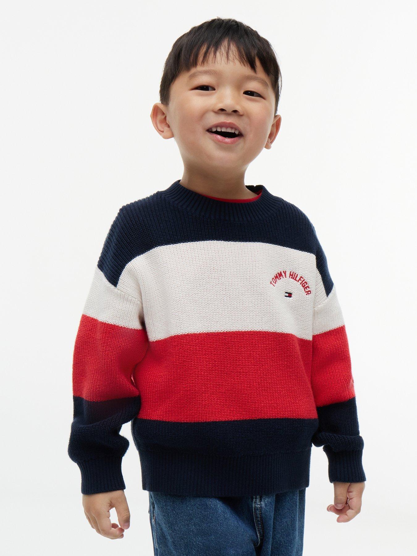 Image 1 of 3 of Tommy Hilfiger Boys Striped Logo Knit Jumper - Multi