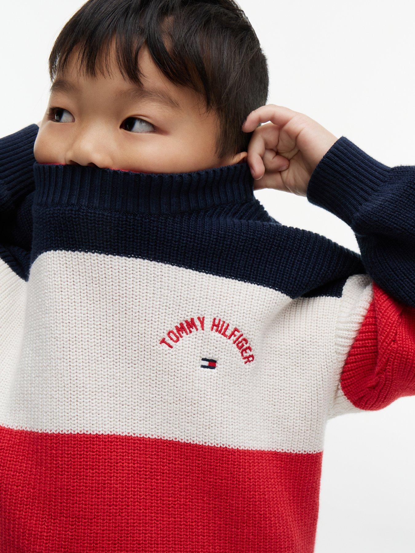 Image 3 of 3 of Tommy Hilfiger Boys Striped Logo Knit Jumper - Multi