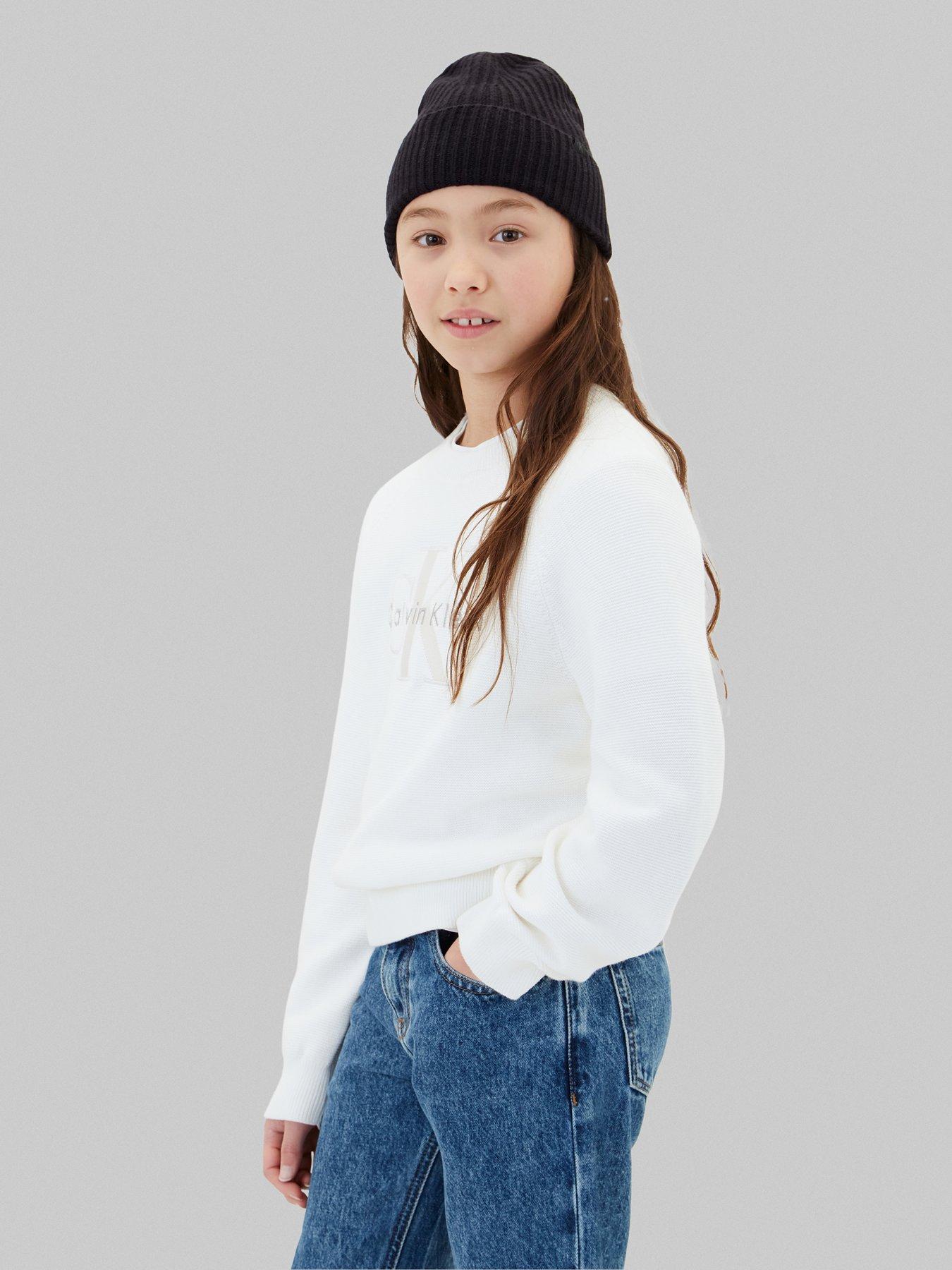 Image 2 of 3 of Calvin Klein Jeans Kids Monogram Rib Beanie - Black
