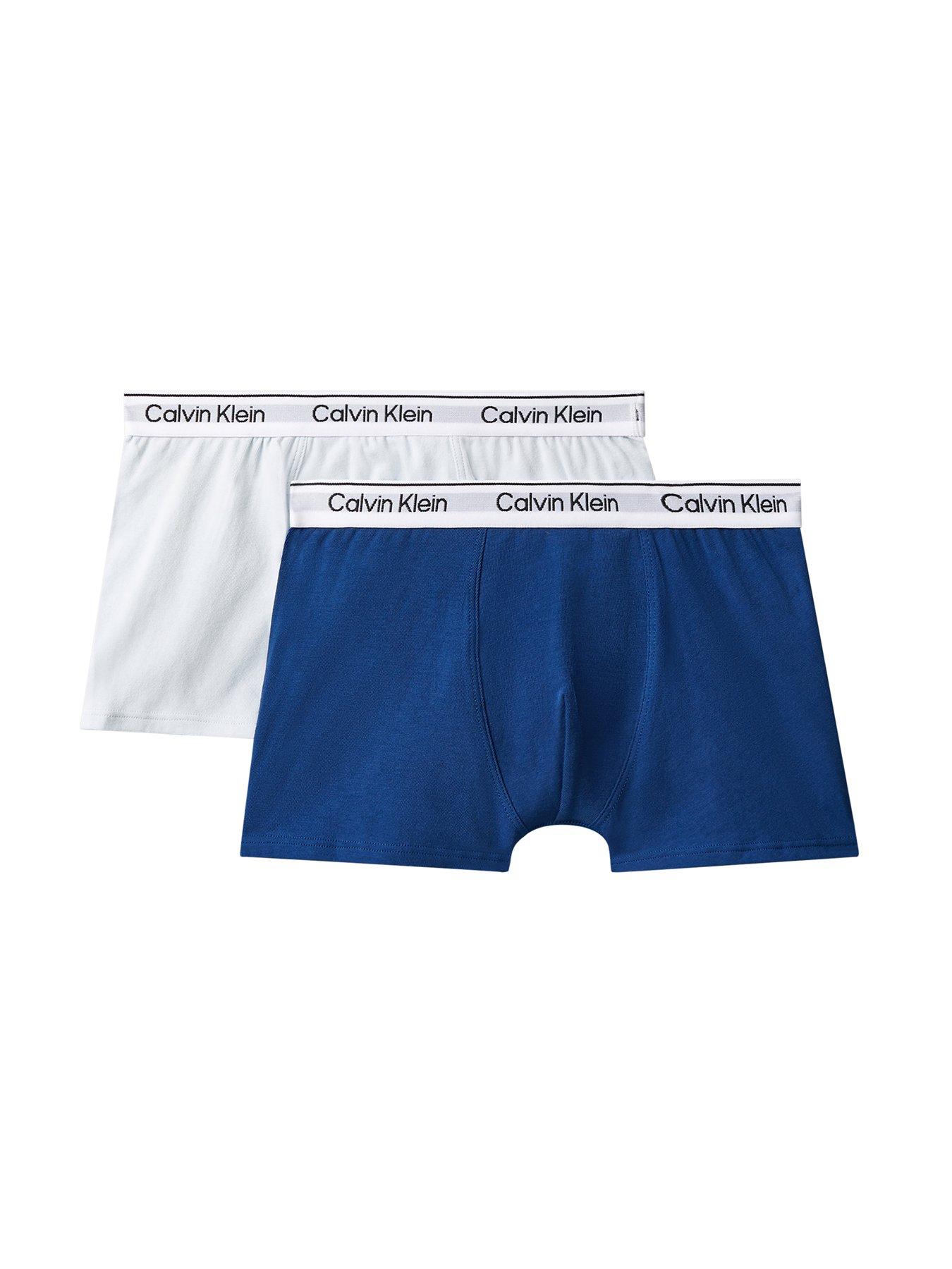 Calvin Klein Boys 2 Pack Modern Trunk - Blue / White
