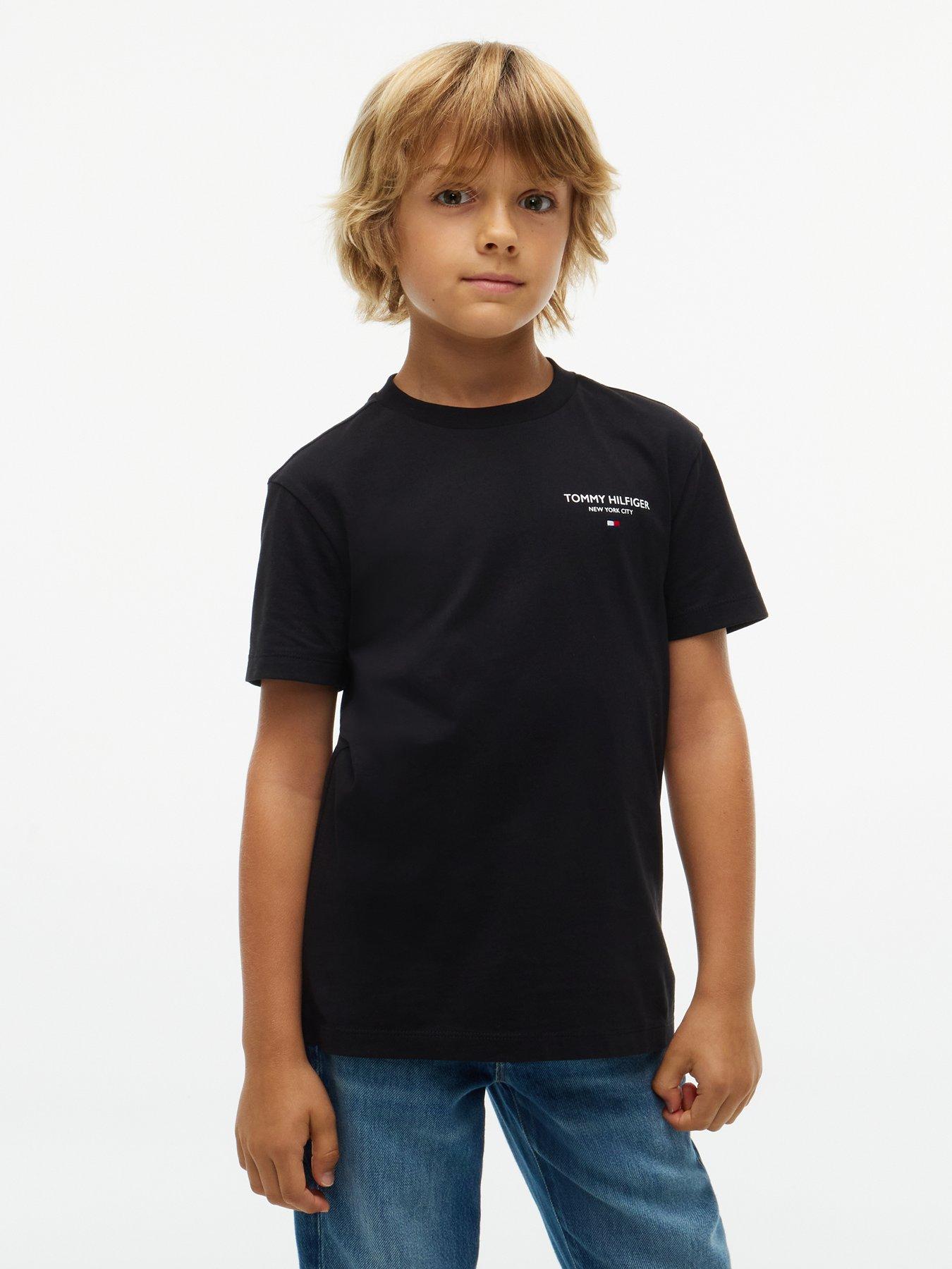 Image 1 of 5 of Tommy Hilfiger Boys Essential Logo Short Sleeve T-Shirt - Black