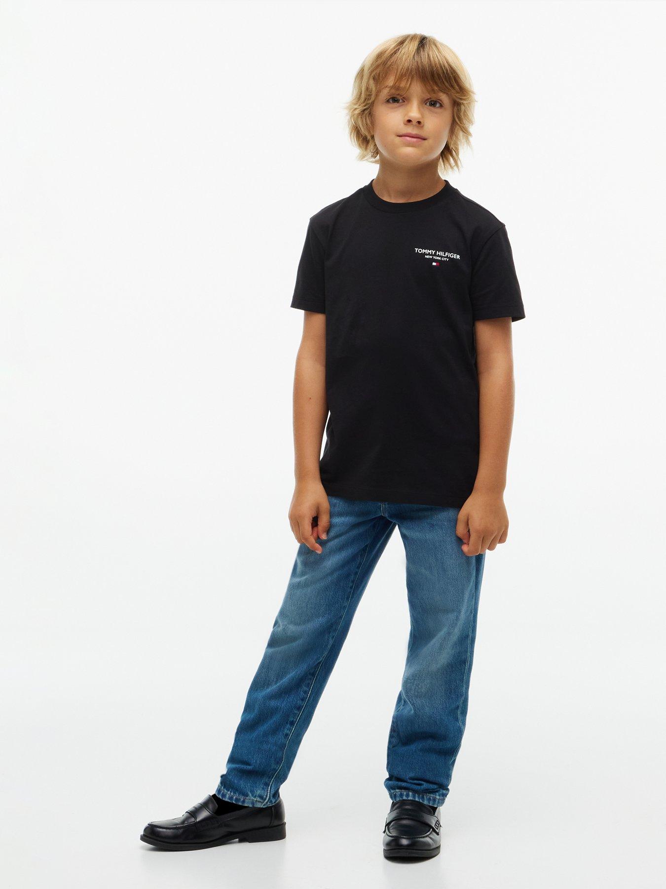 Image 3 of 5 of Tommy Hilfiger Boys Essential Logo Short Sleeve T-Shirt - Black