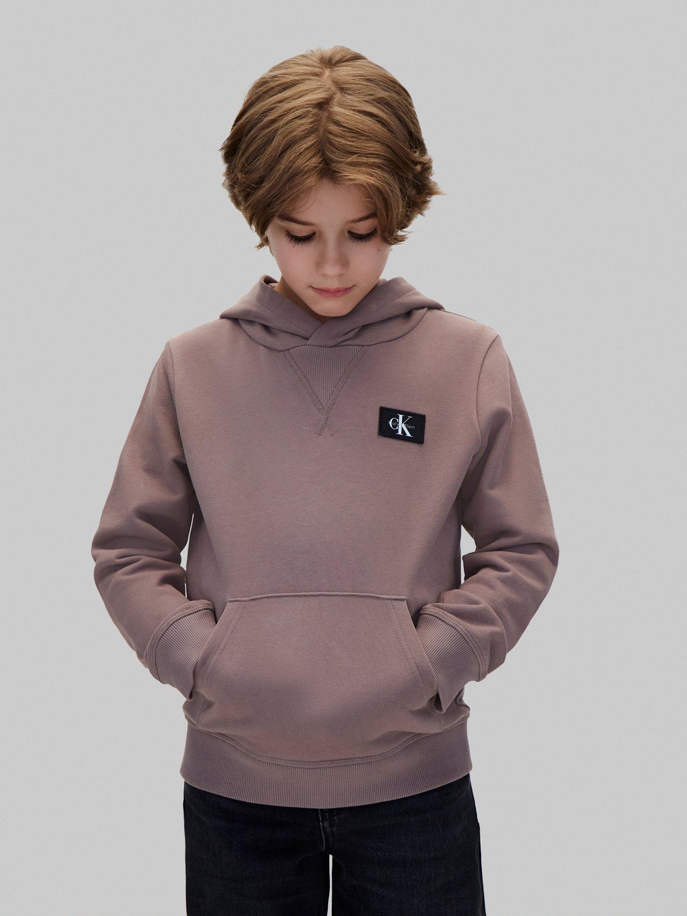Calvin Klein Jeans Boys Monologo Badge Hoodie - Grey