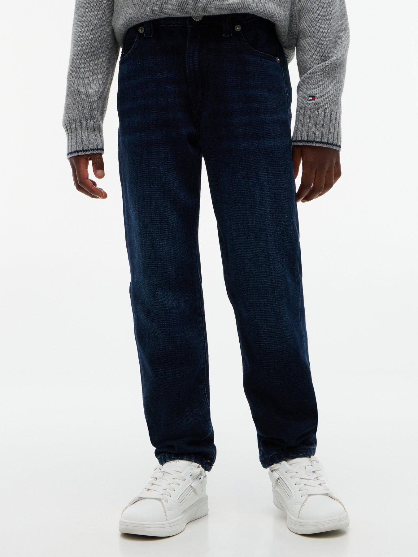 Tommy Hilfiger Boys Flag Embroidery Straight Jeans - Blue