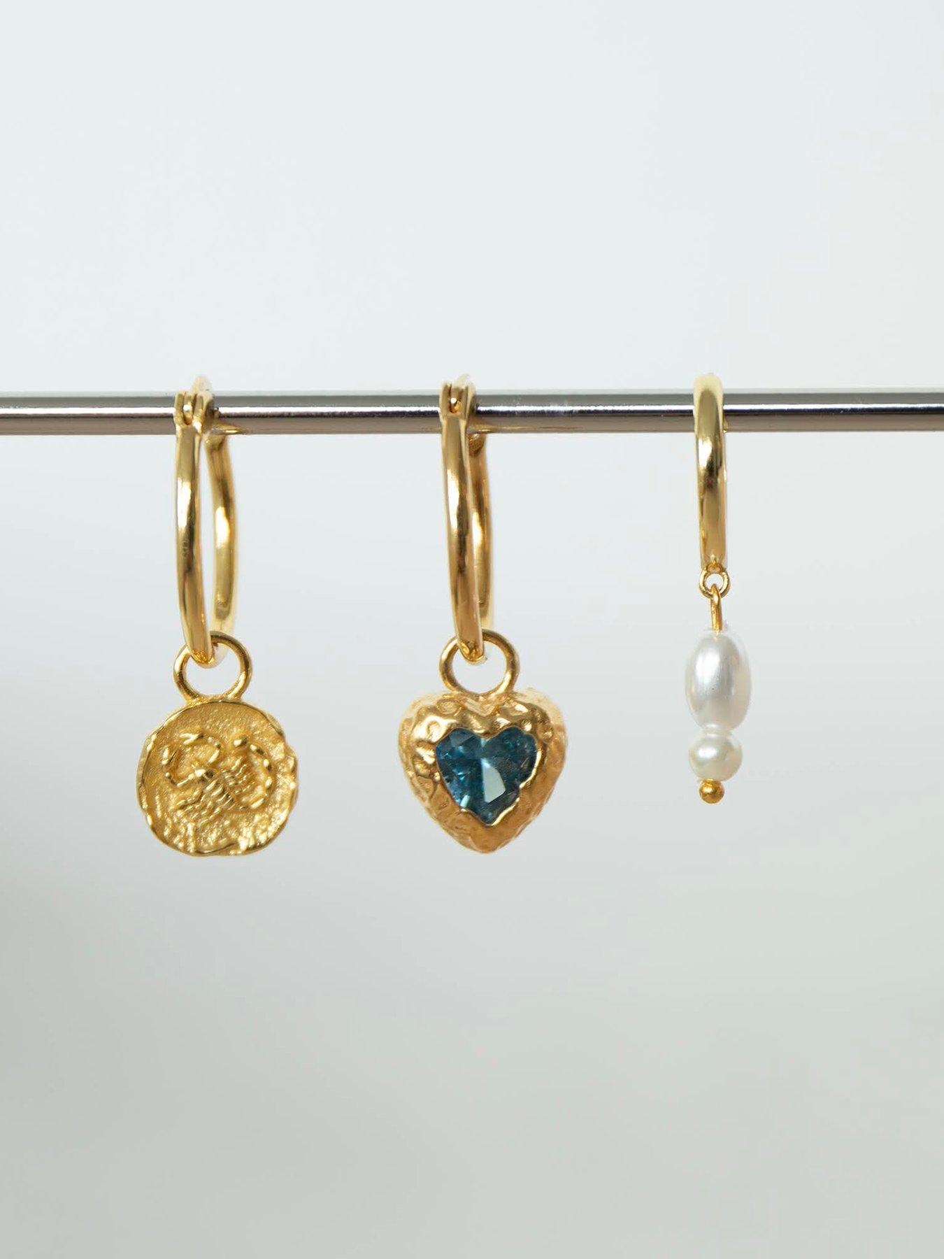 Image 5 of 6 of Seol + Gold 18ct Gold Plated Double Pearl Hoop Earrings