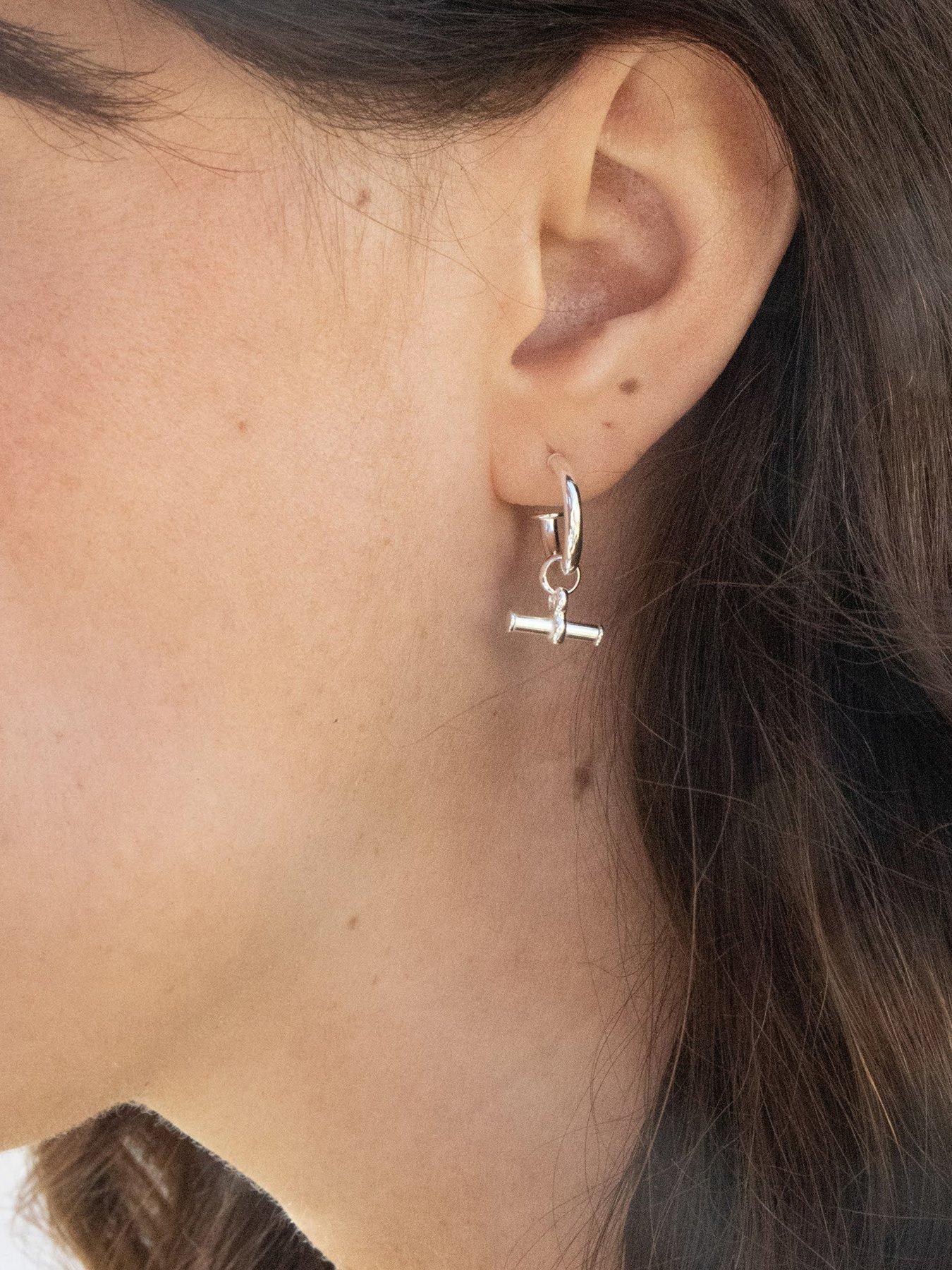 Image 2 of 5 of Seol + Gold Sterling Silver T-Bar Hoops